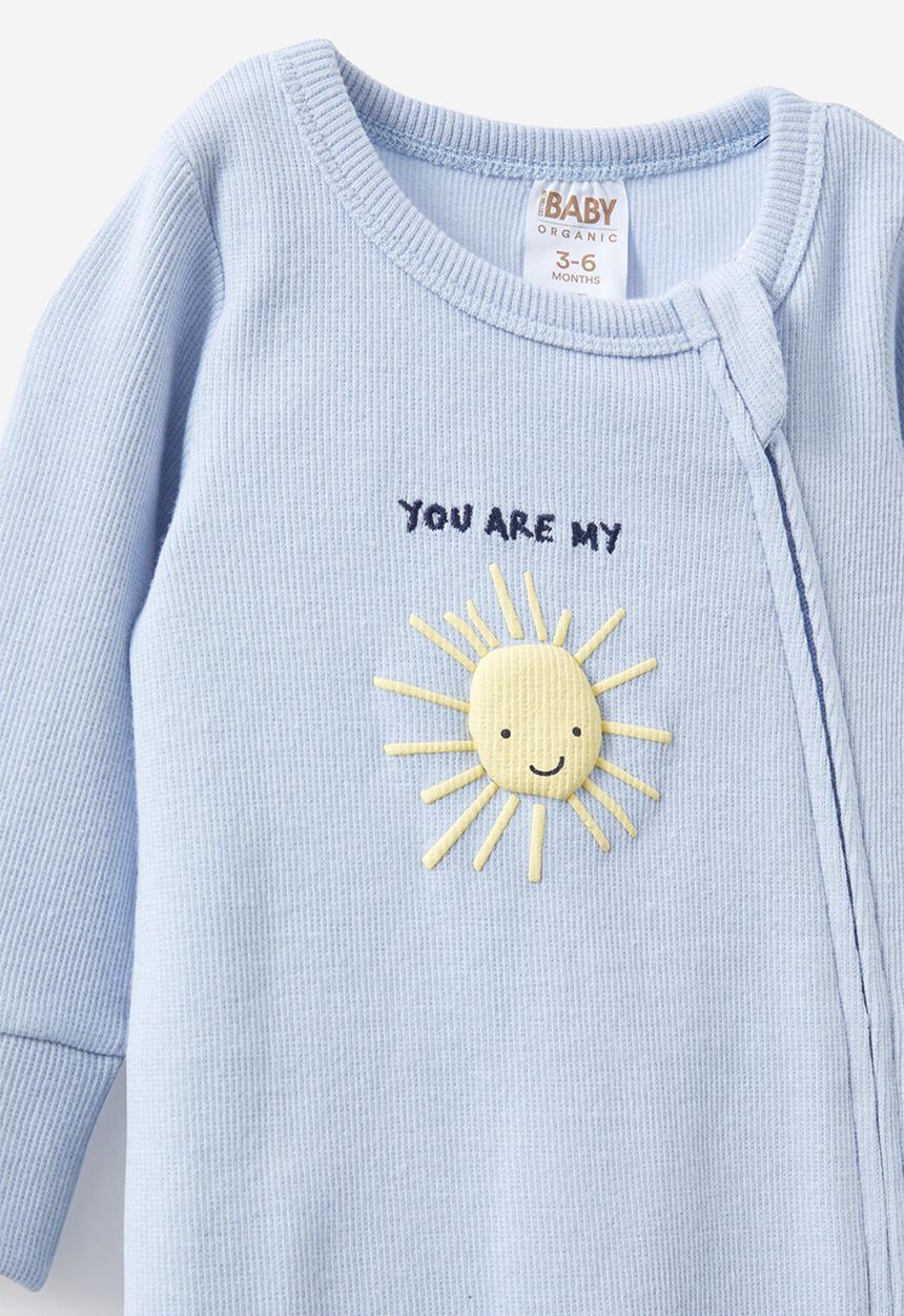 Cotton On - The long sleeve rib romper - dawn blue/sunshine