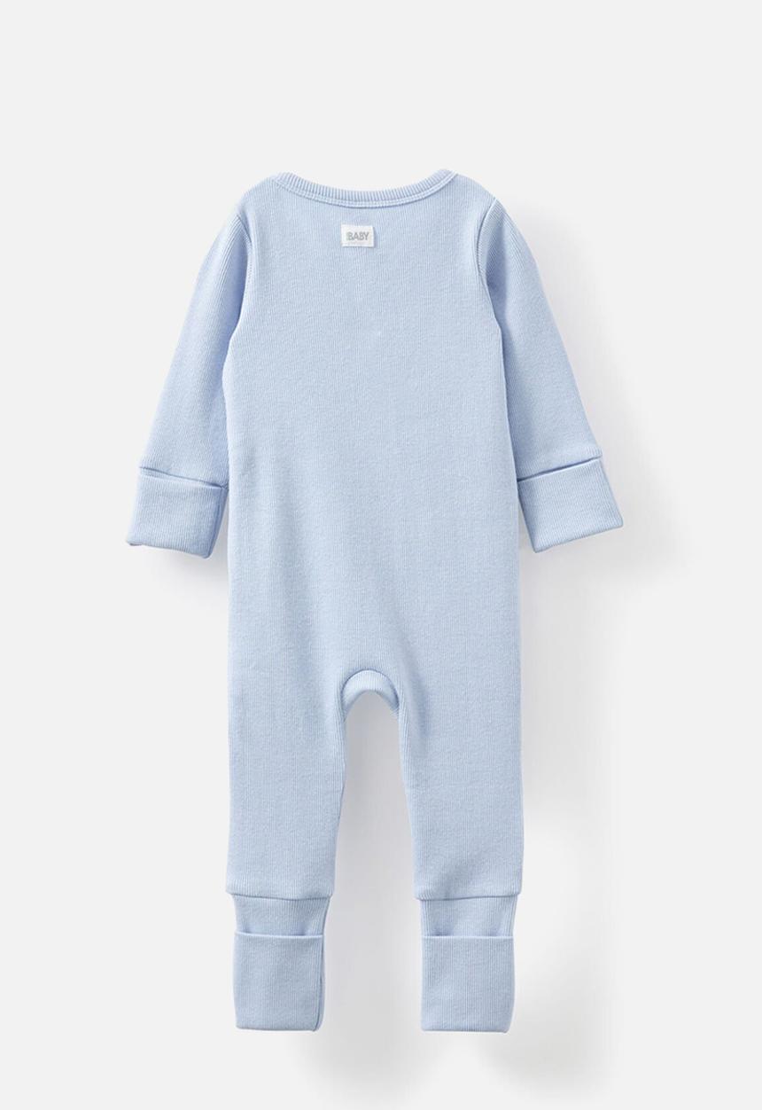 Cotton On - The long sleeve rib romper - dawn blue/sunshine