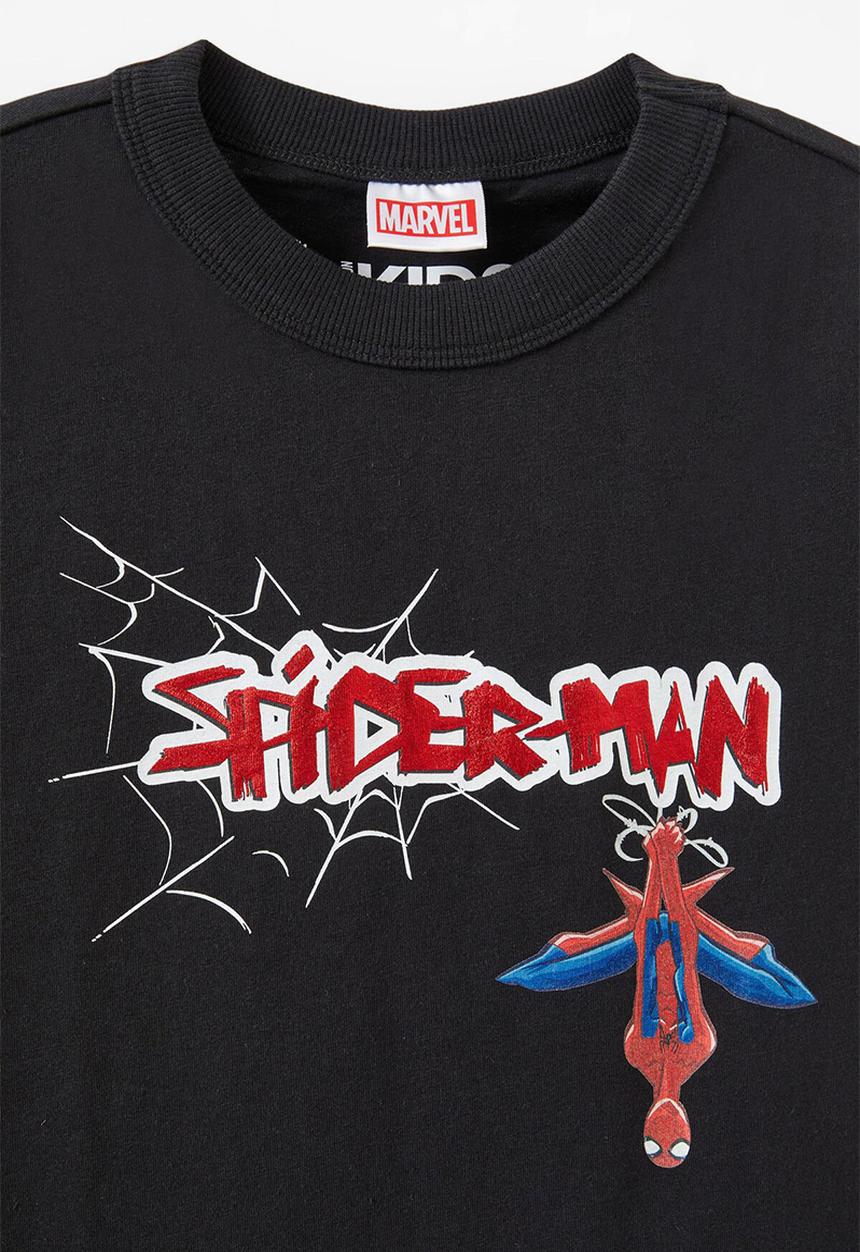 Cotton On - Licensed Drop Shoulder Short Sleeve Tee - Lcn Mar Black/Spiderman Icon