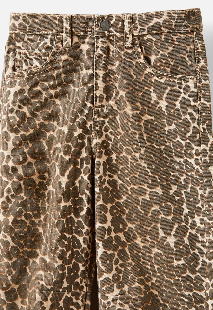 Cotton On - Unisex barrel leg denim jean - summer leopard