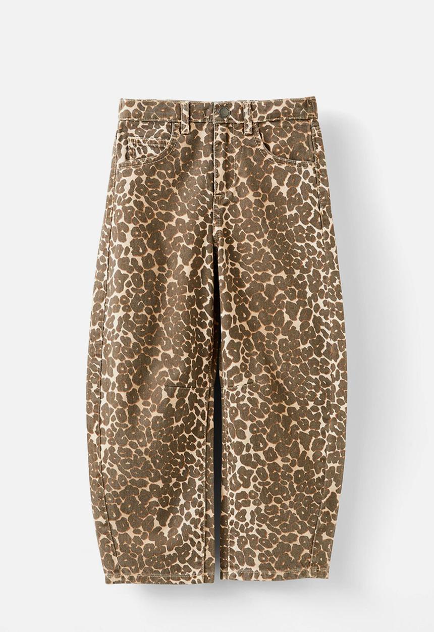 Cotton On - Unisex barrel leg denim jean - summer leopard