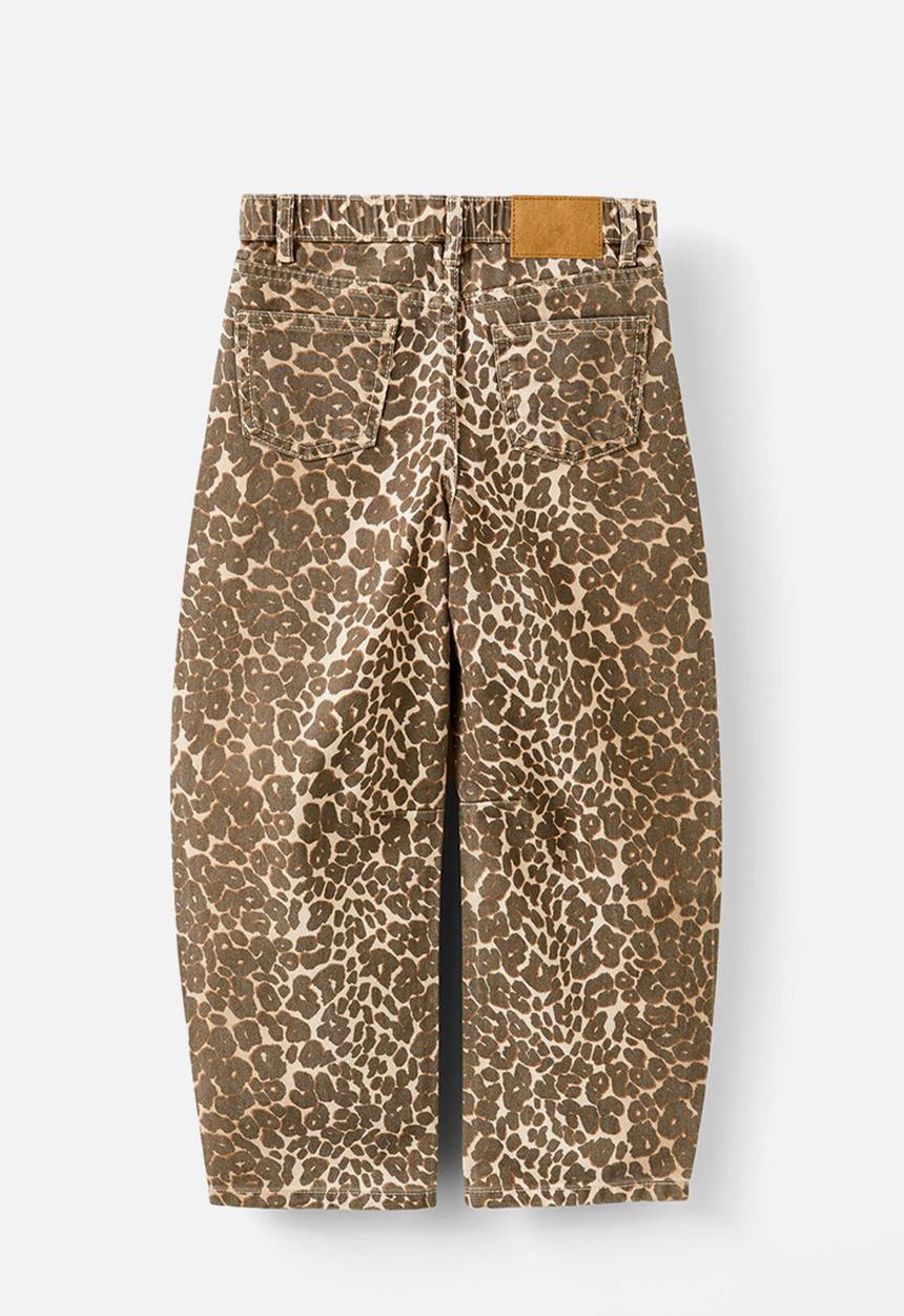 Cotton On - Unisex barrel leg denim jean - summer leopard