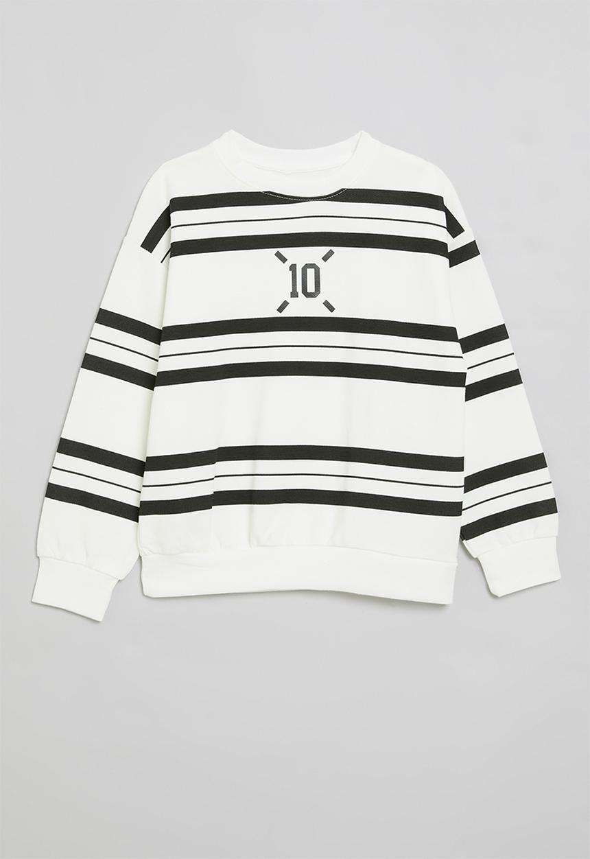 Pop Candy - Stripe sweatshirt - white & black