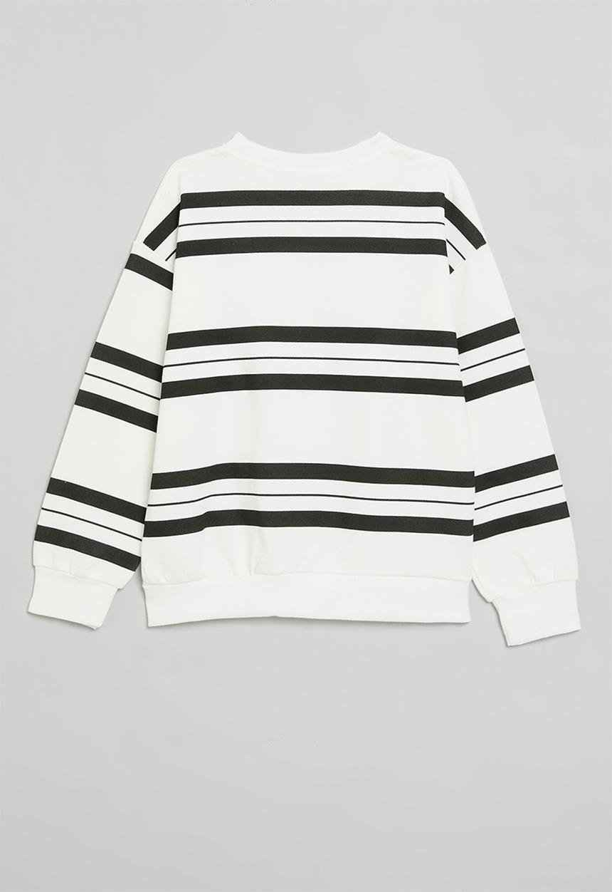 Pop Candy - Stripe sweatshirt - white & black