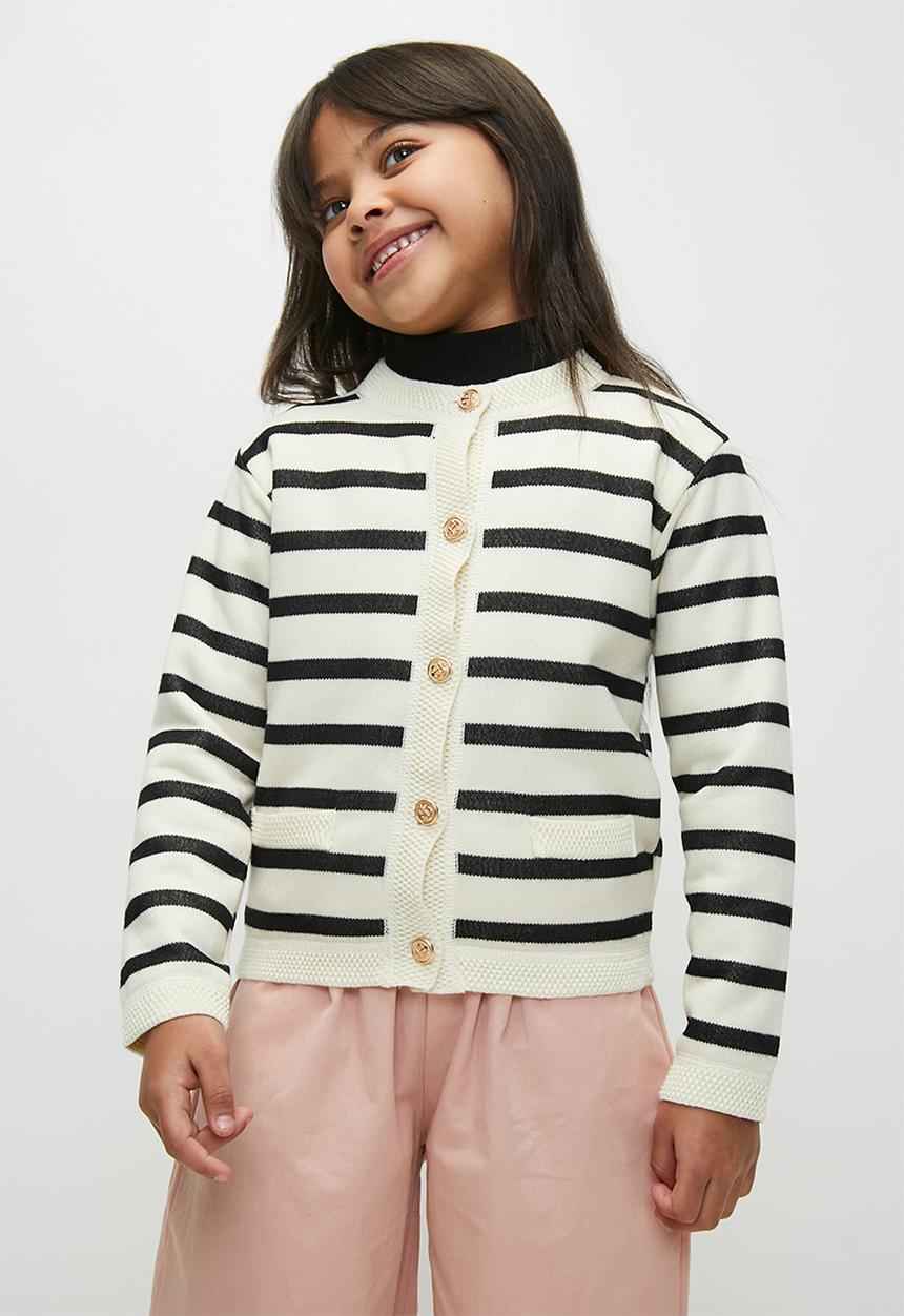 Pop Candy - Striped cardigan - black & white