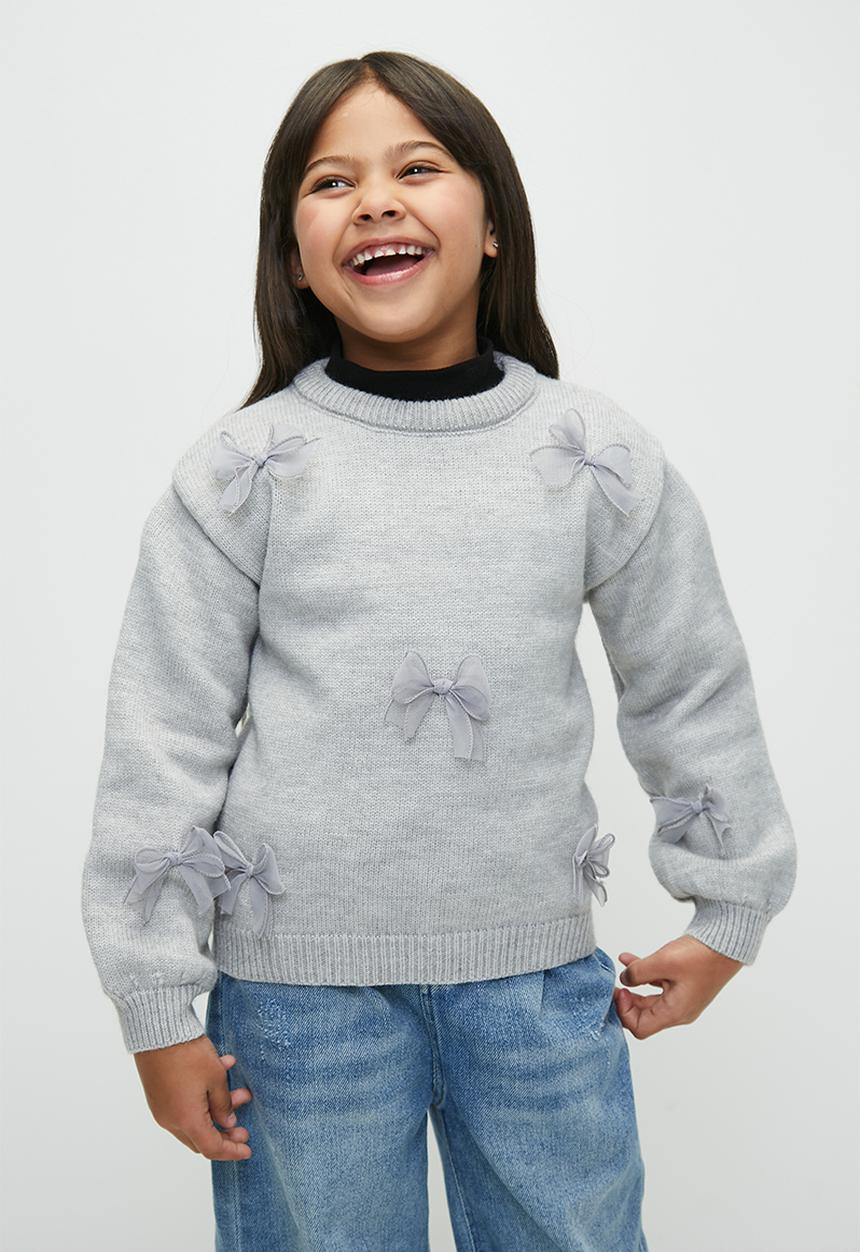 Pop Candy - Bow décor jersey - grey