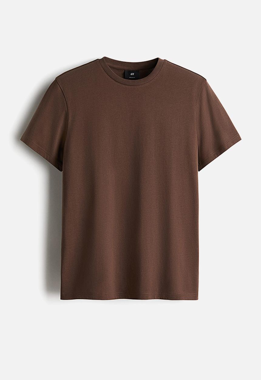 H&M - Regular fit round-neck t-shirt - brown
