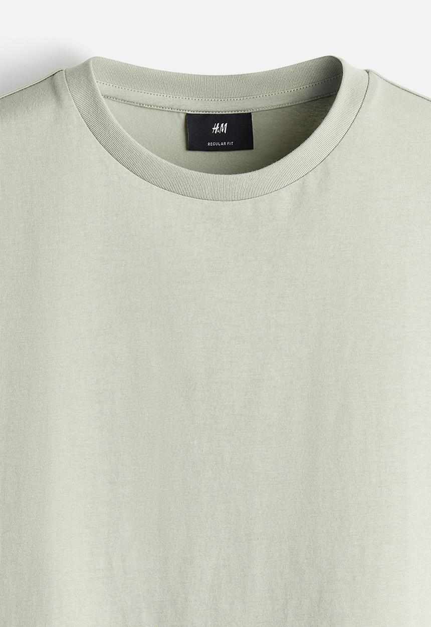 H&M - Regular fit round-neck t-shirt - light green