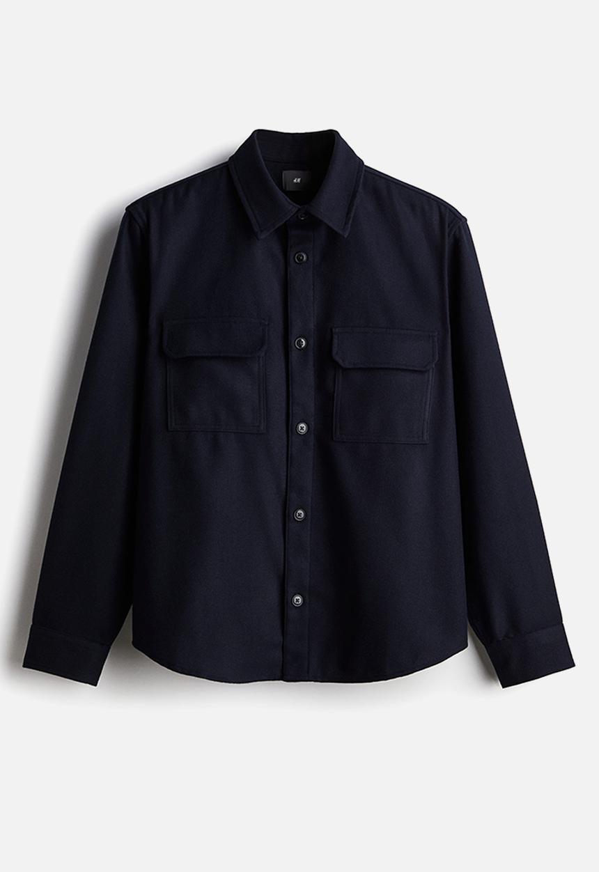 H&M - Regular fit felted overshirt - navy blue