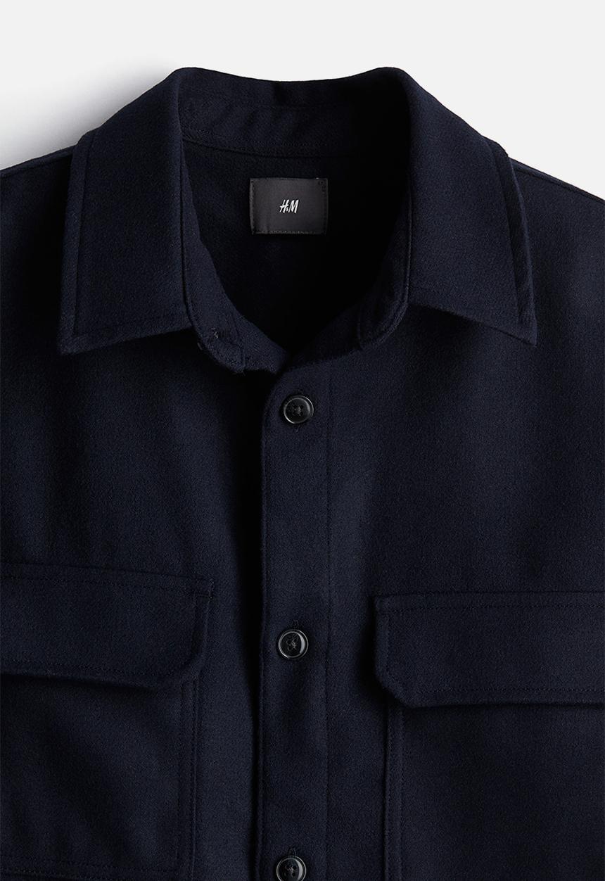 H&M - Regular fit felted overshirt - navy blue