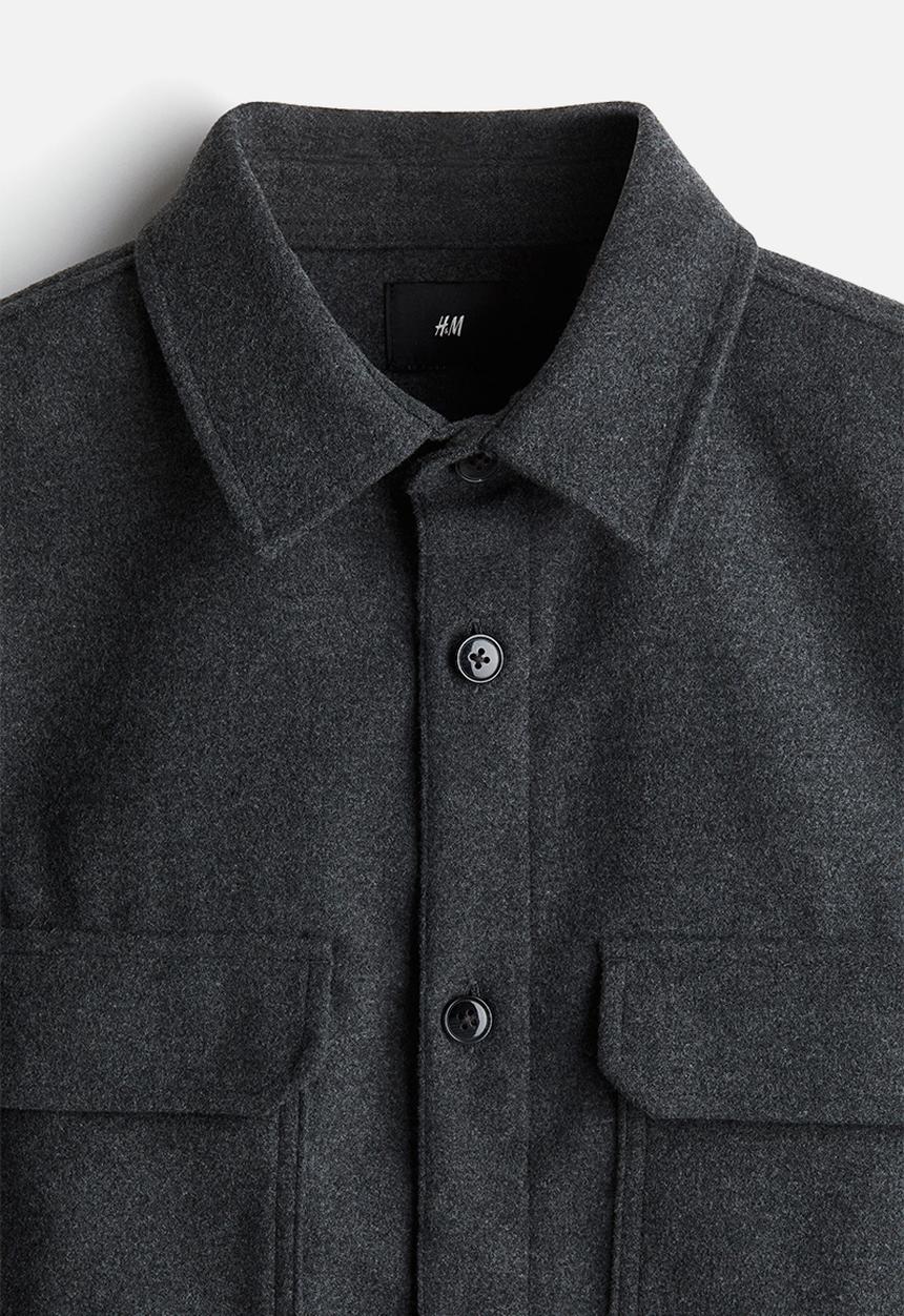 H&M - Regular fit felted overshirt - dark grey
