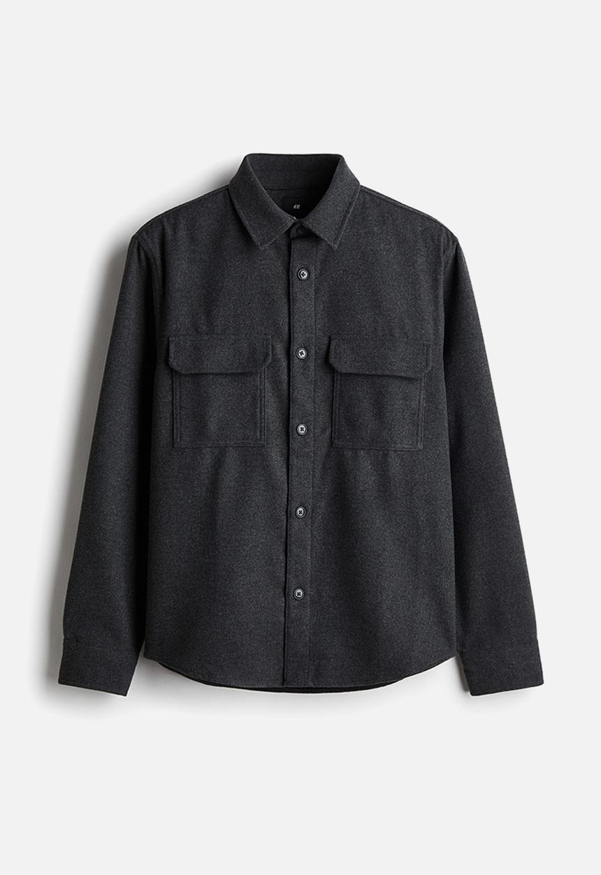 H&M - Regular fit felted overshirt - dark grey