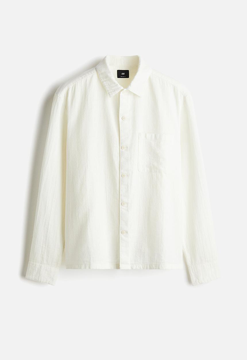 H&M - Regular fit textured shirt - white
