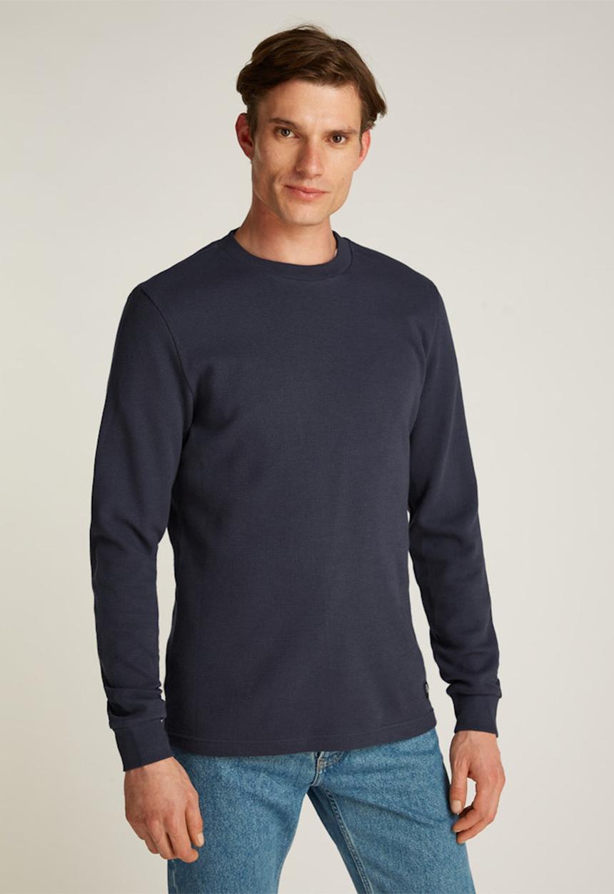 Calvin Klein - WOVEN LABEL WAFFLE LS TEE - India Ink