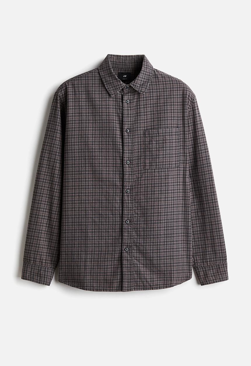 H&M - Loose fit flannel shirt - dark grey