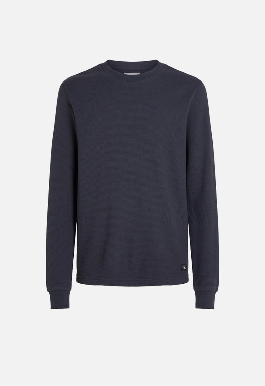 Calvin Klein - WOVEN LABEL WAFFLE LS TEE - India Ink