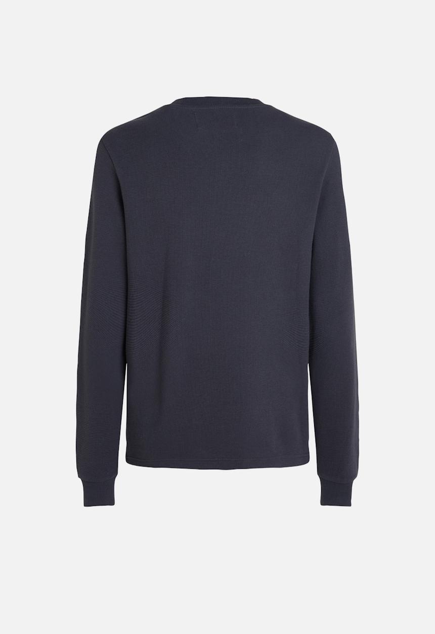 Calvin Klein - WOVEN LABEL WAFFLE LS TEE - India Ink