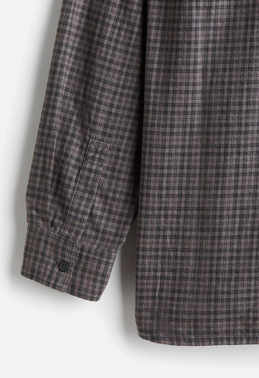 H&M - Loose fit flannel shirt - dark grey