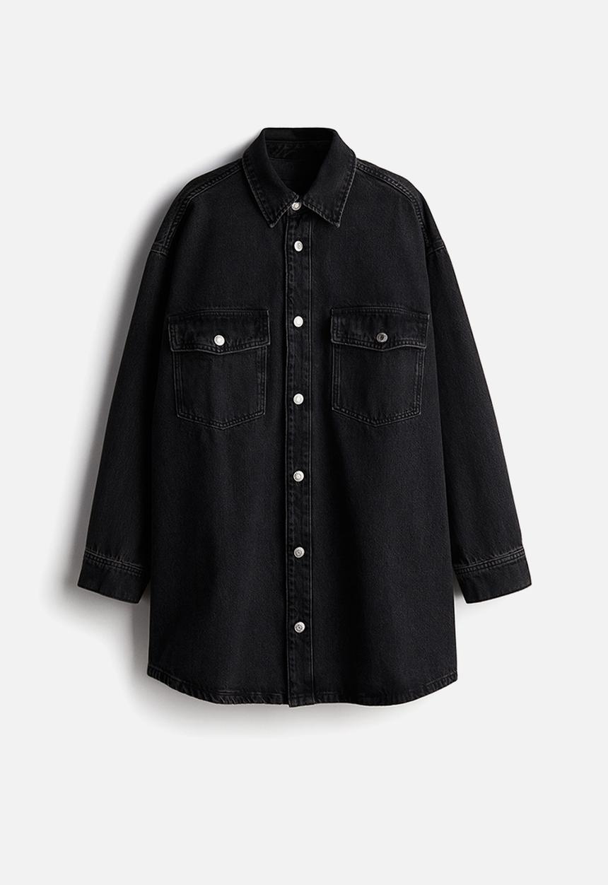 H&M - Oversized denim shirt - black