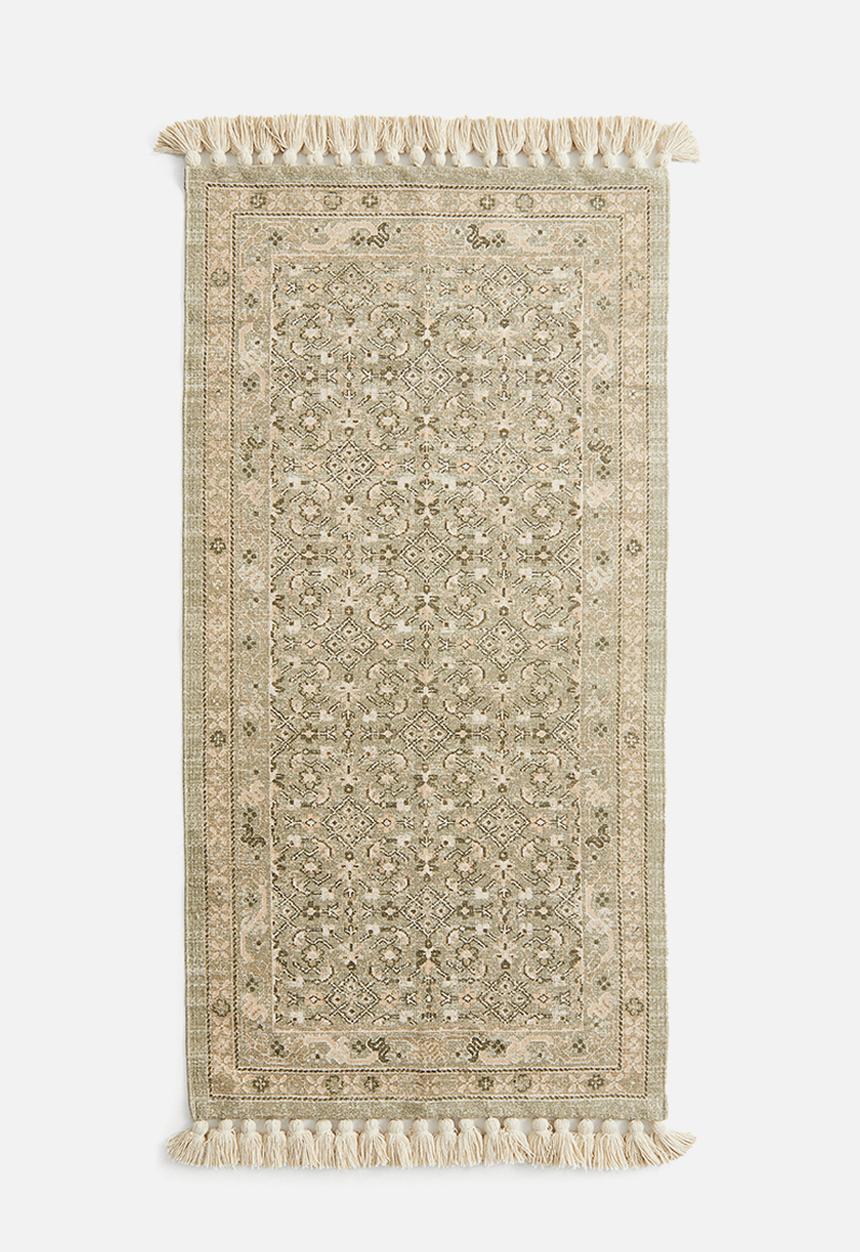 H&M - Fringed patterned rug - light dusty green/patterned