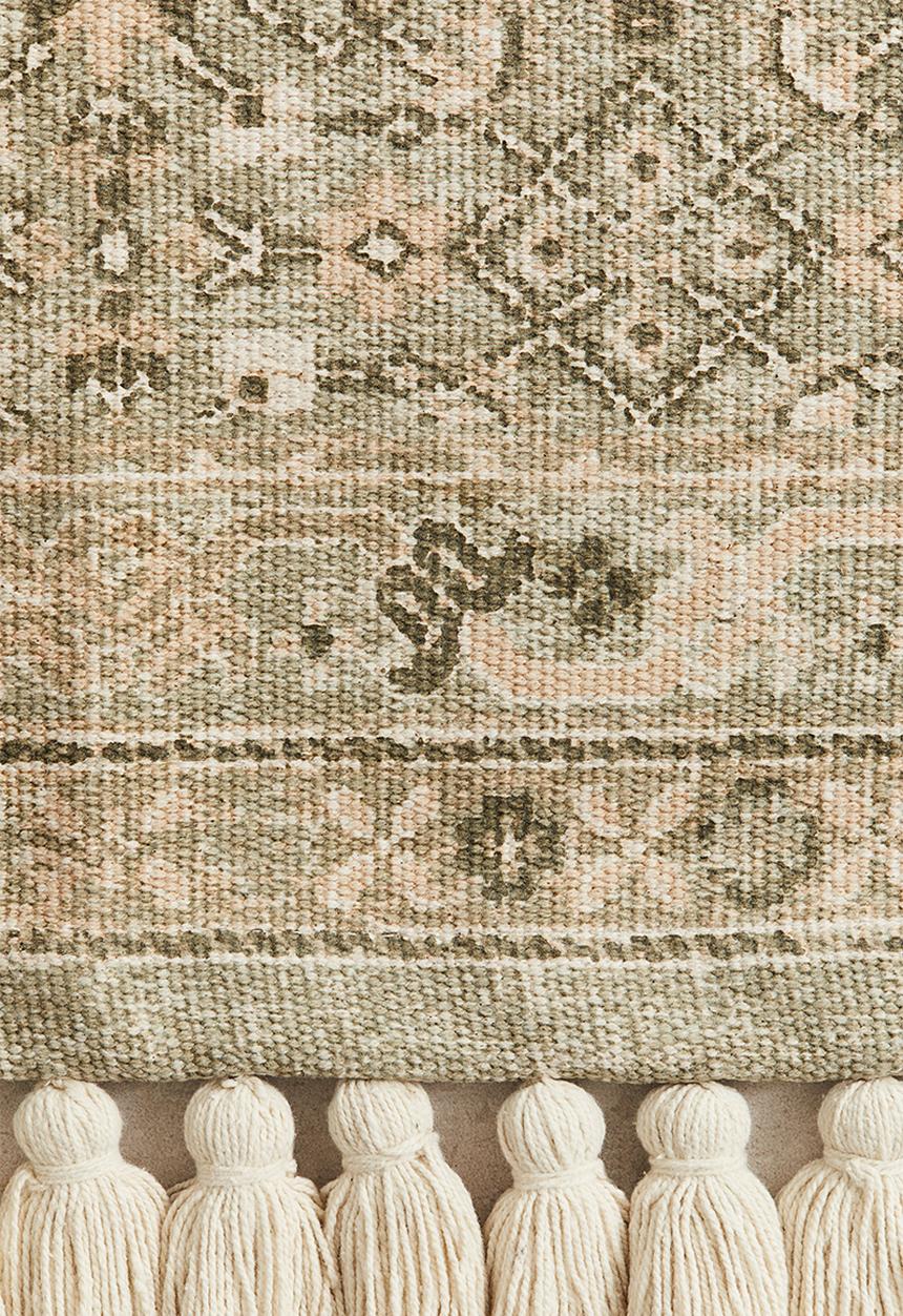 H&M - Fringed patterned rug - light dusty green/patterned