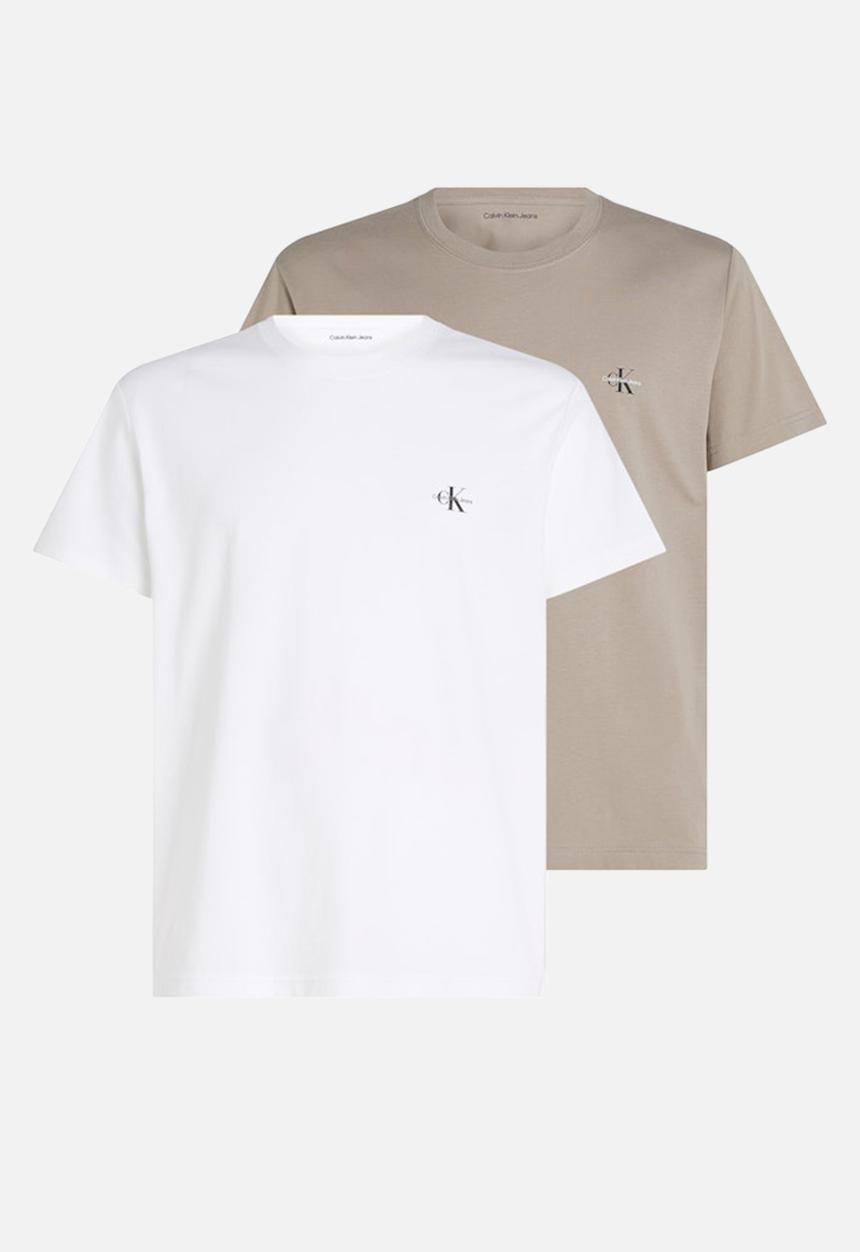 Calvin Klein - 2 Pack Monologo T-Shirt - Rock Ridge/Bright White