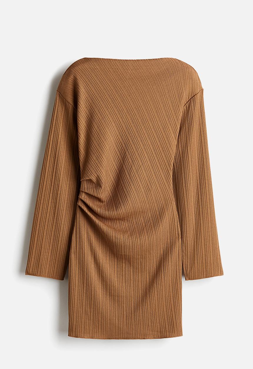 H&M - Draped bodycon dress - dark beige