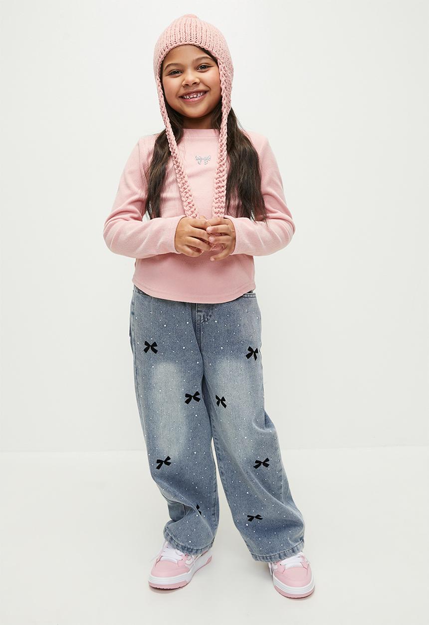 Pop Candy - Ribbon applique jeans-blue