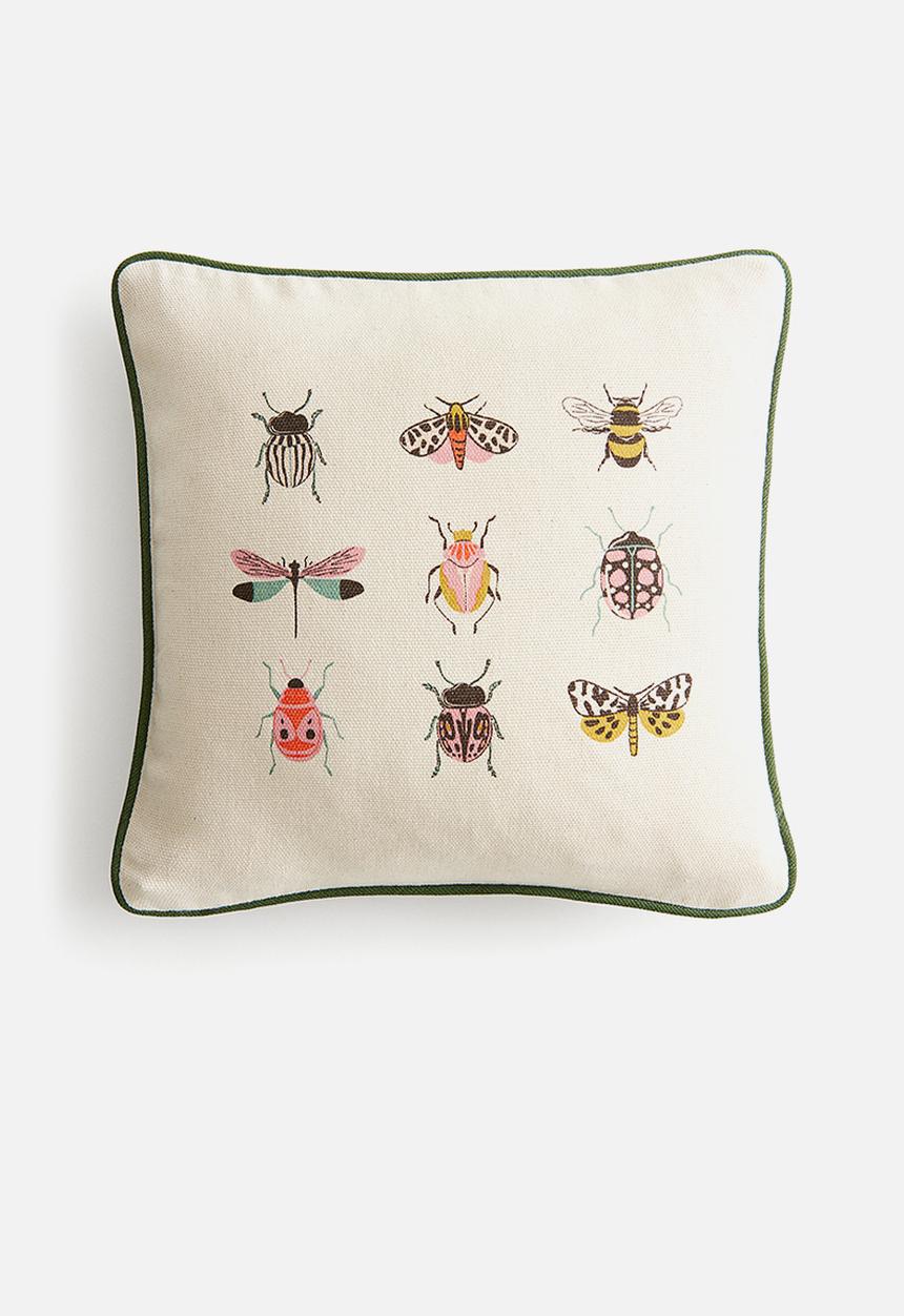 H&M - Printed cotton cushion cover - beige,multi