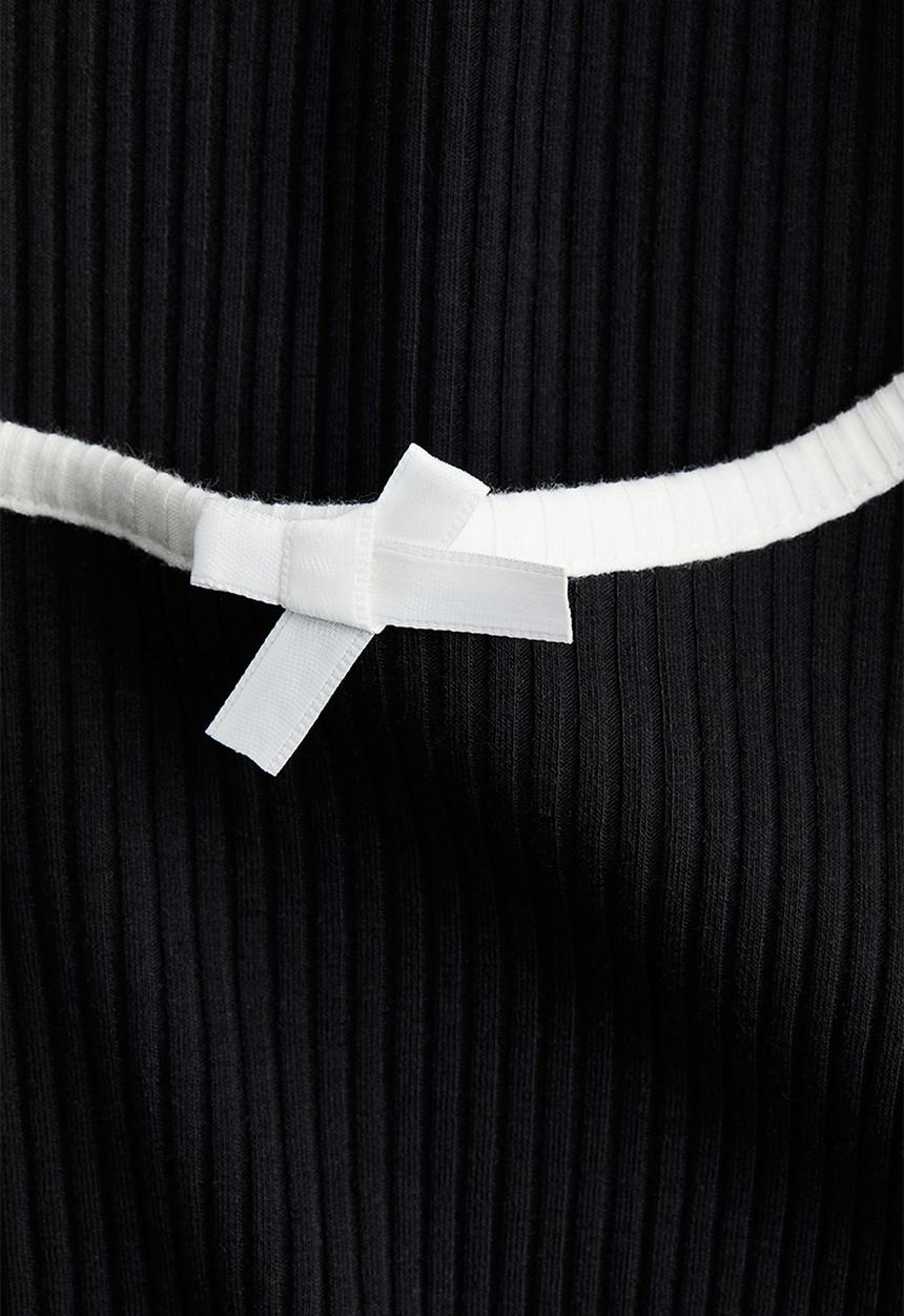 H&M - Overlock-detail ribbed top - black