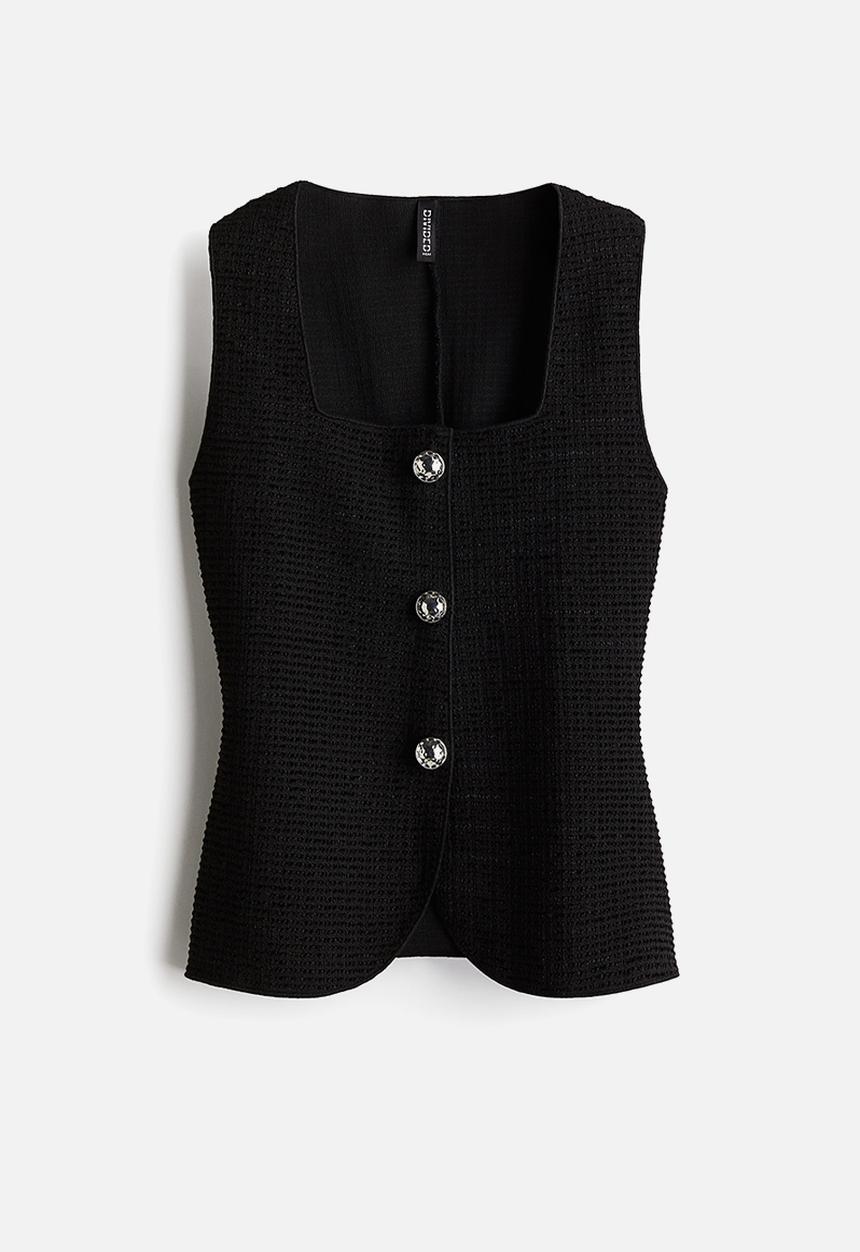H&M - Textured jersey waistcoat - black