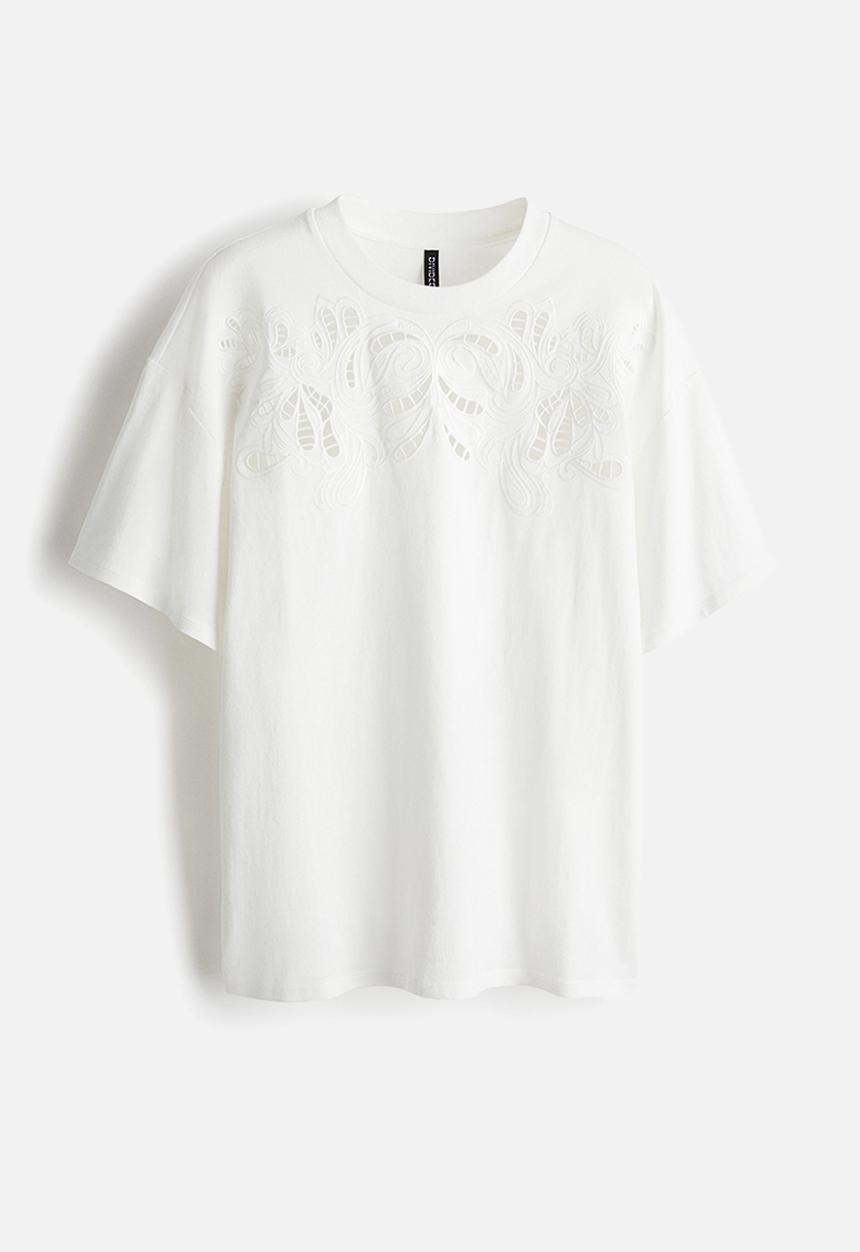 H&M - Oversized motif-detail t-shirt - white