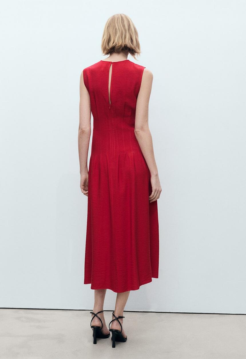 MANGO - Dress Cor - Dark Red
