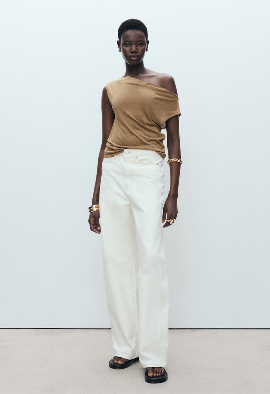 MANGO - Top Marcelin - Beige & Khaki