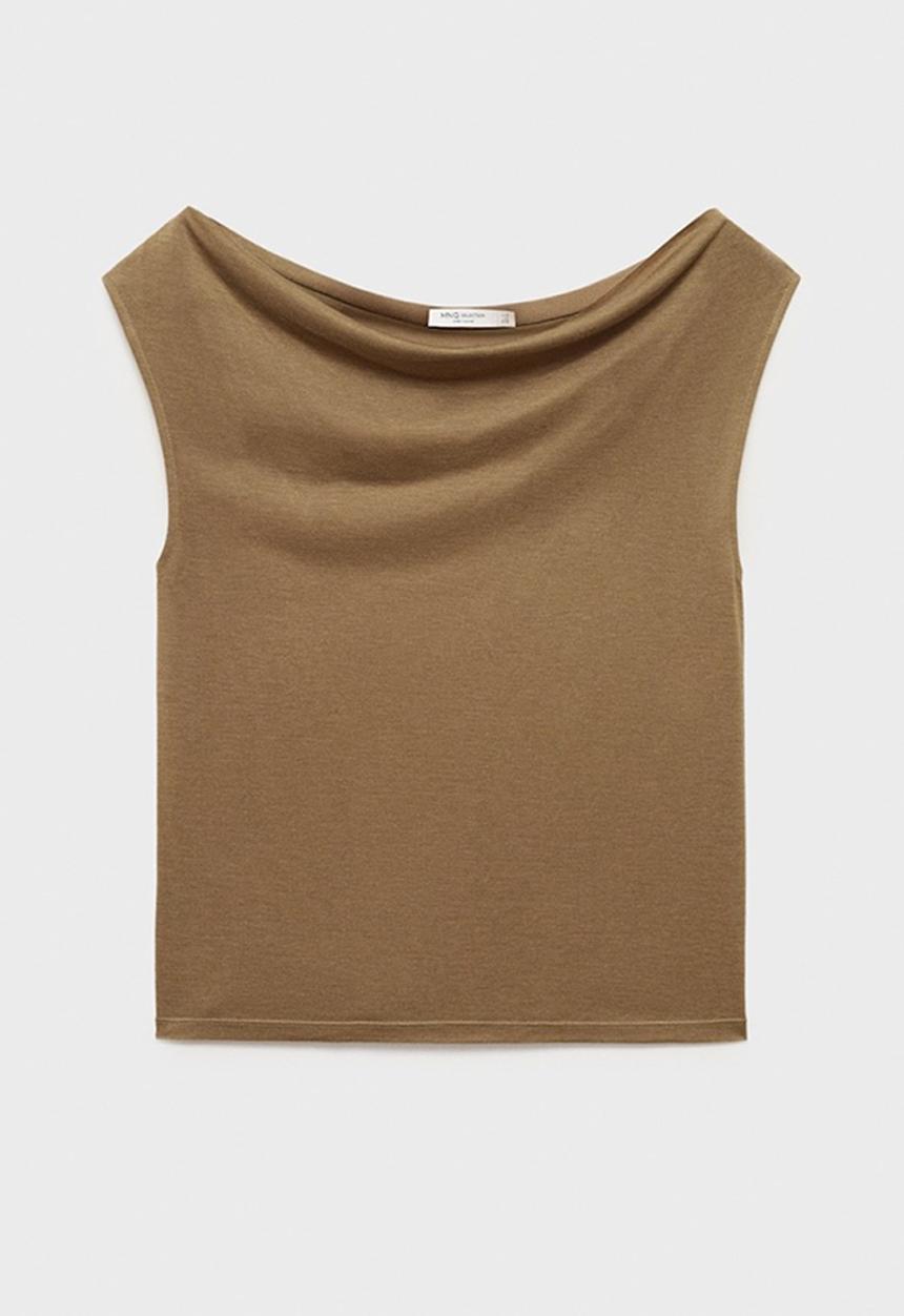 MANGO - Top Marcelin - Beige & Khaki