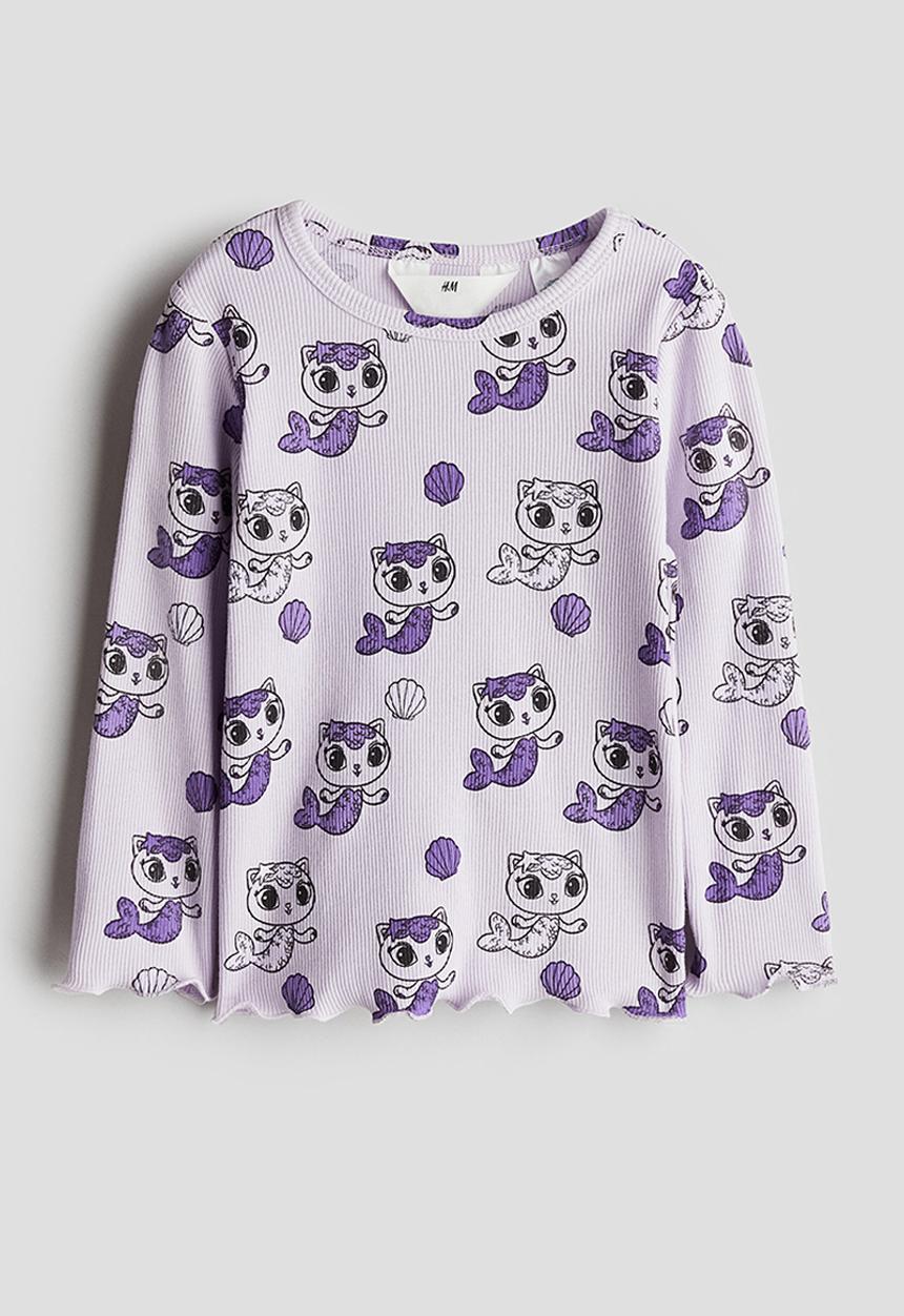 H&M - Long-sleeved printed top -  light purple/gabby's dollhouse