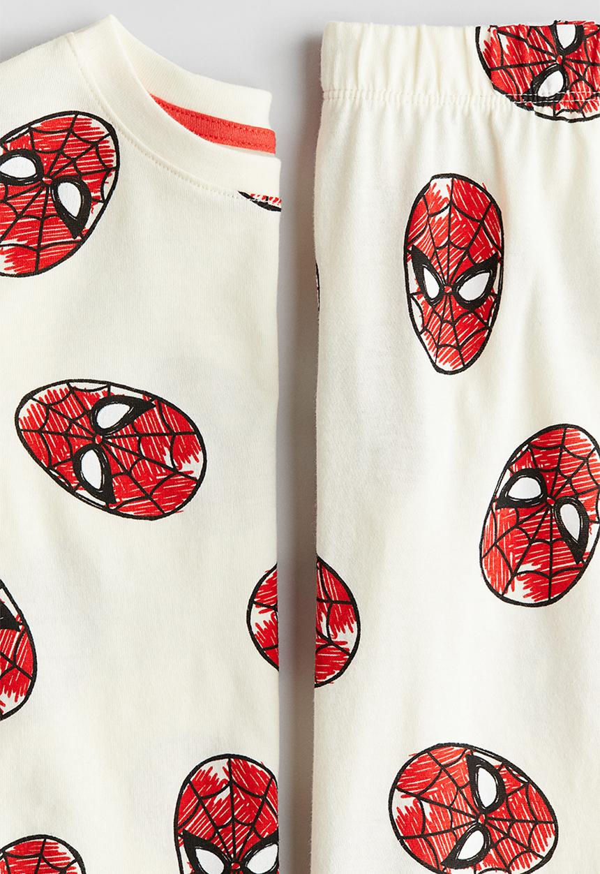 H&M - Printed cotton jersey pyjamas - white/spider-man 