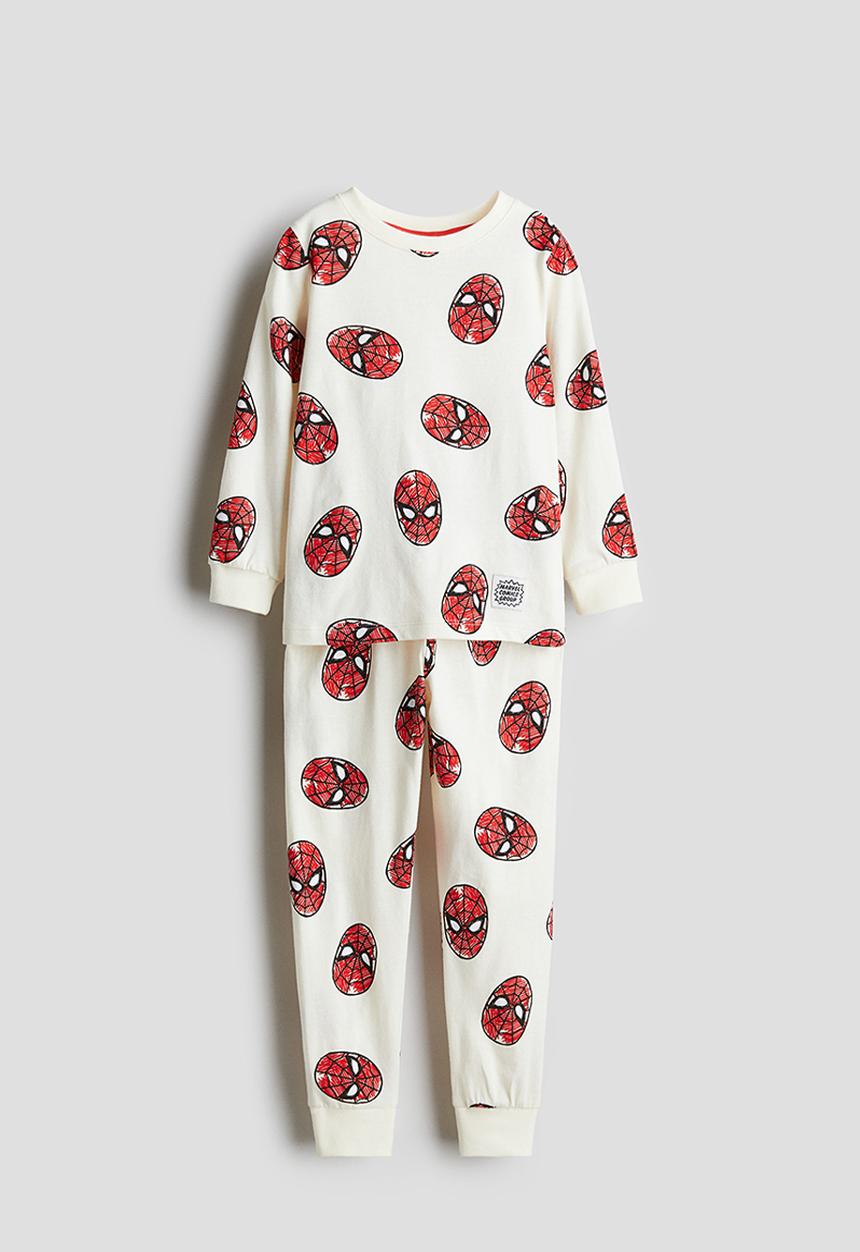 H&M - Printed cotton jersey pyjamas - white/spider-man 