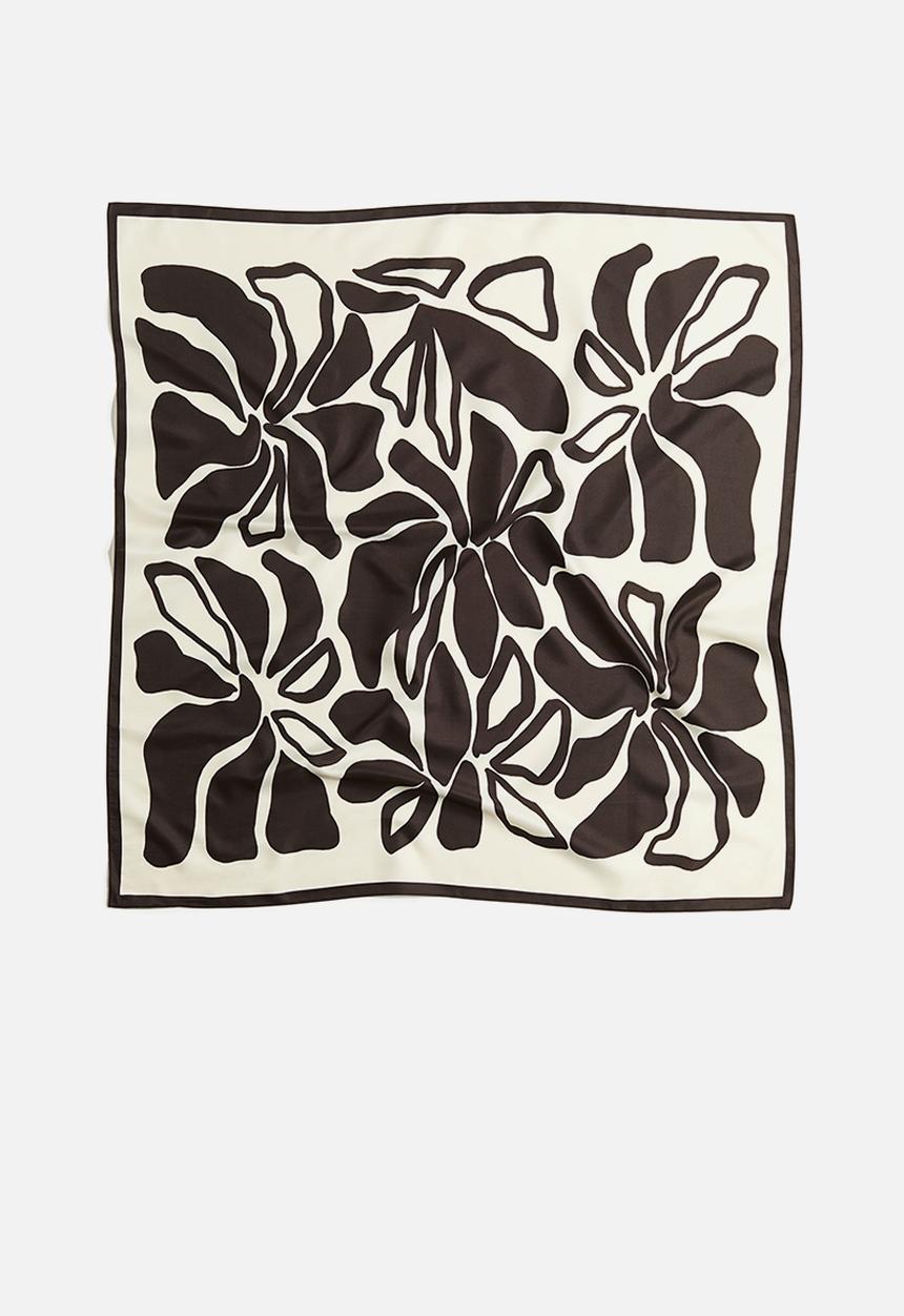 H&M - Patterned scarf - dark brown floral 