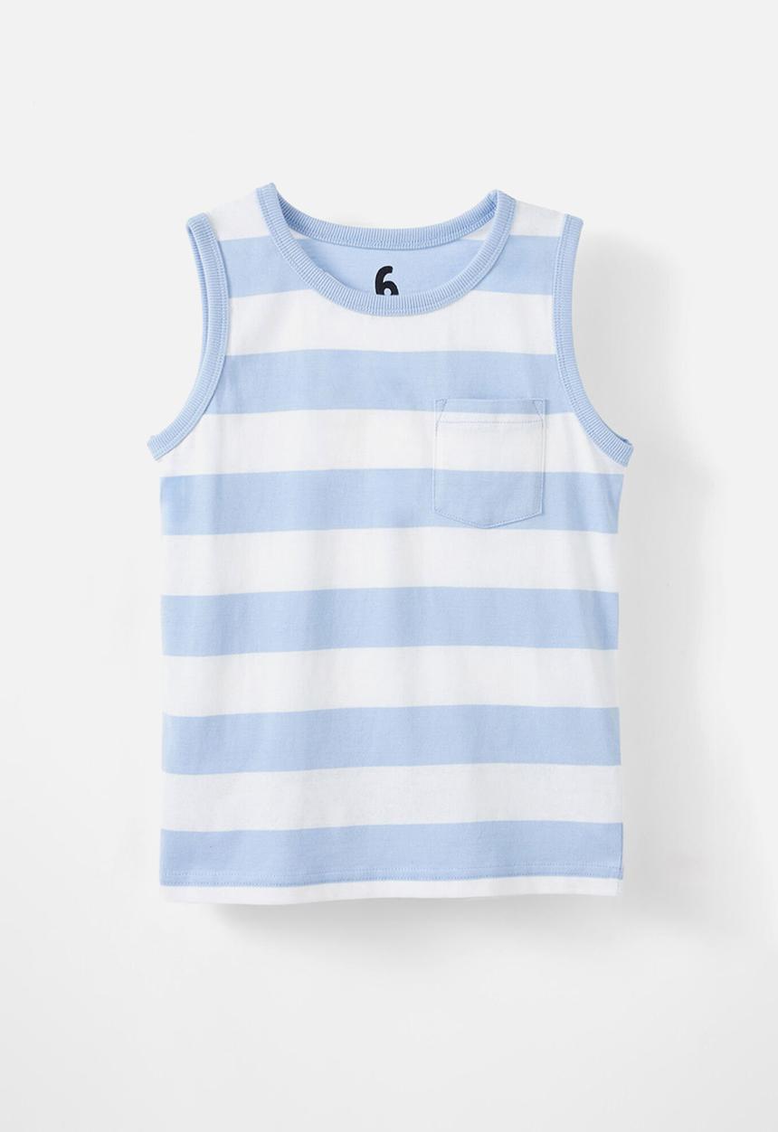 Cotton On - The Essential Tank - Dawn Blue/Vanilla Stripe