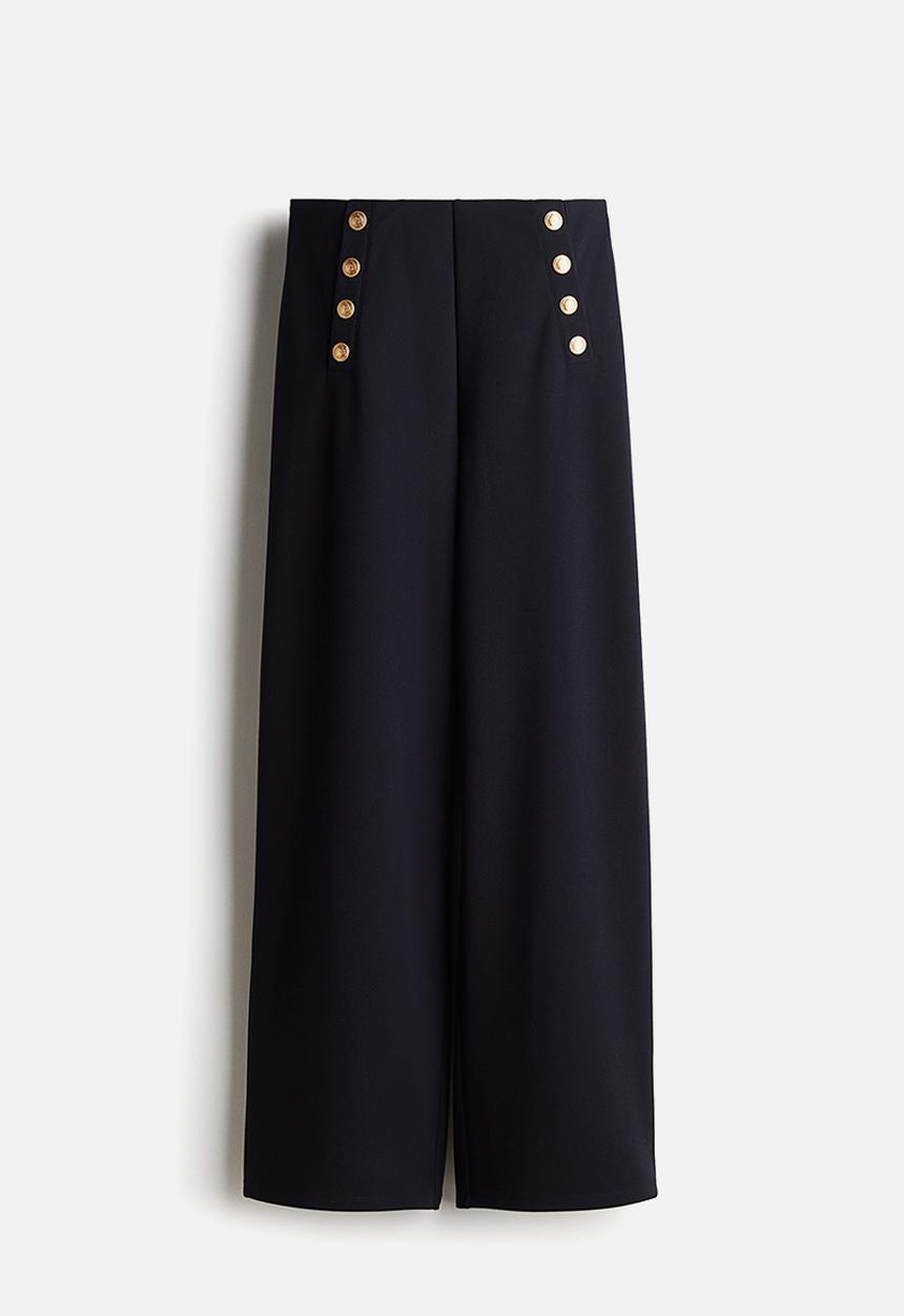 H&M - Button-front trousers - navy blue