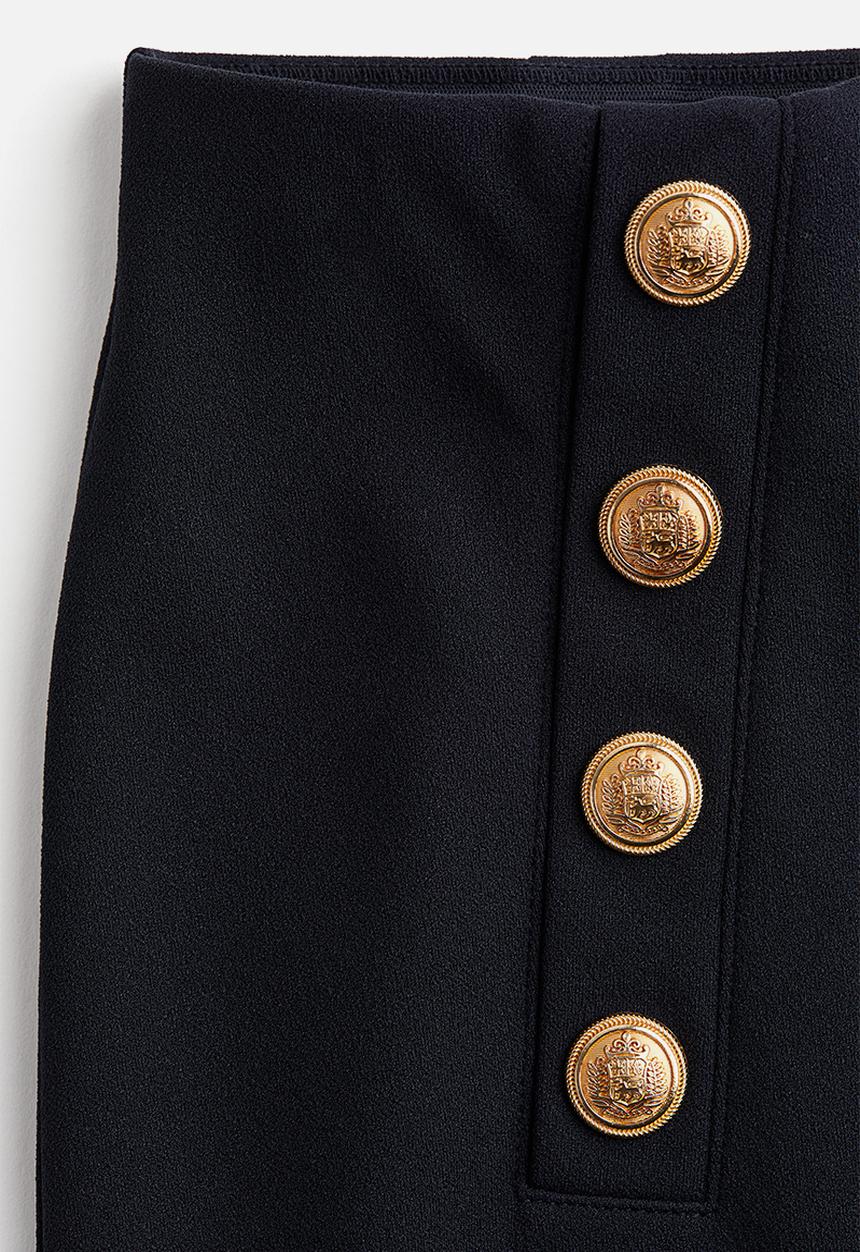 H&M - Button-front trousers - navy blue