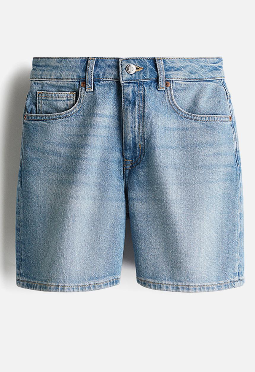 H&M - High-waisted denim shorts - light denim blue