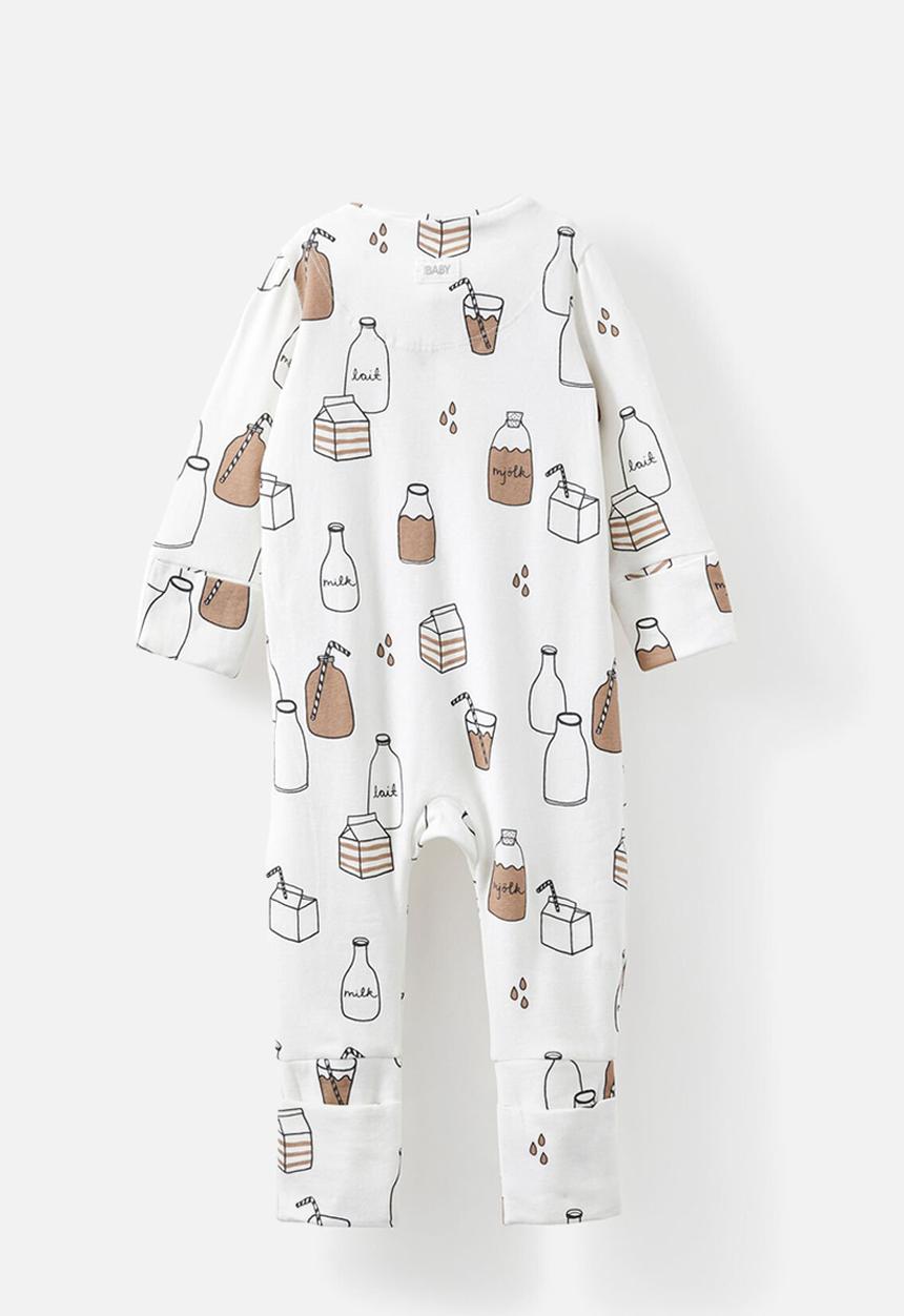 Cotton On - The long sleeve zip romper - vanilla/chocolate milk