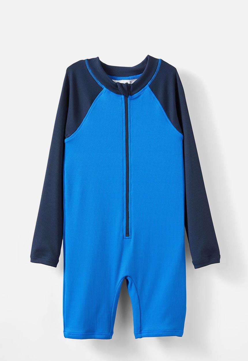 Cotton On - Felix Long Sleeve All In One - Harbour Blue/Squid Ink Splice