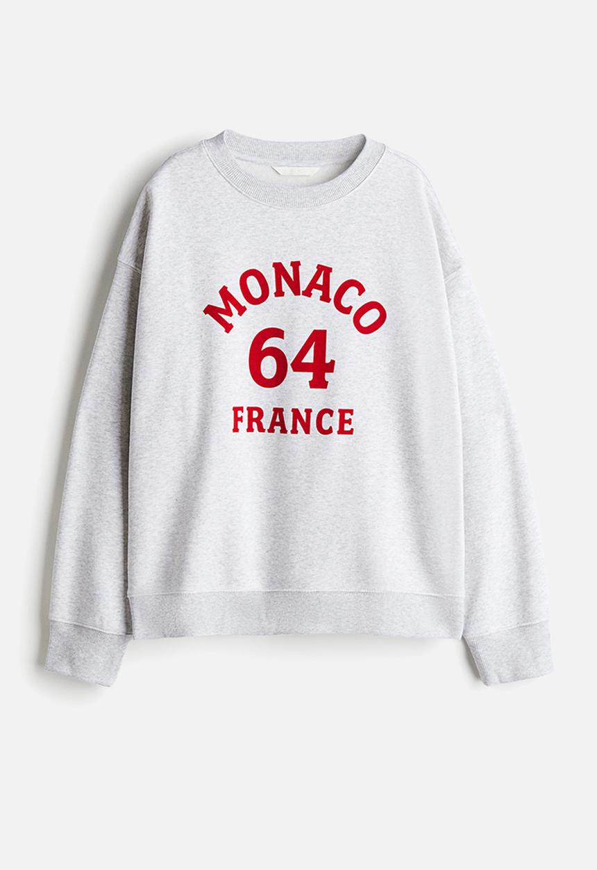 H&M - Text-motif sweatshirt - light grey marl monaco