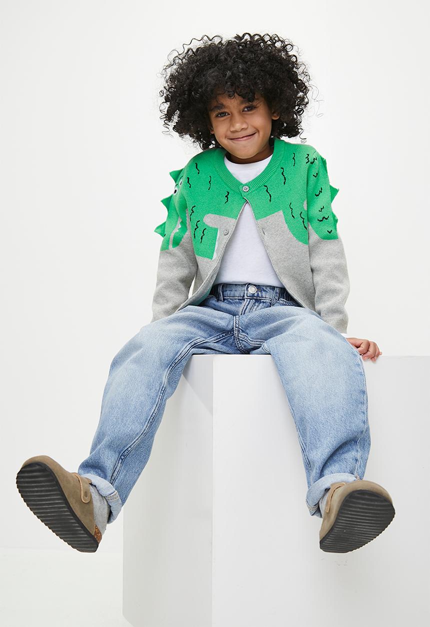 Pop Candy - Button down cardigan - green & grey