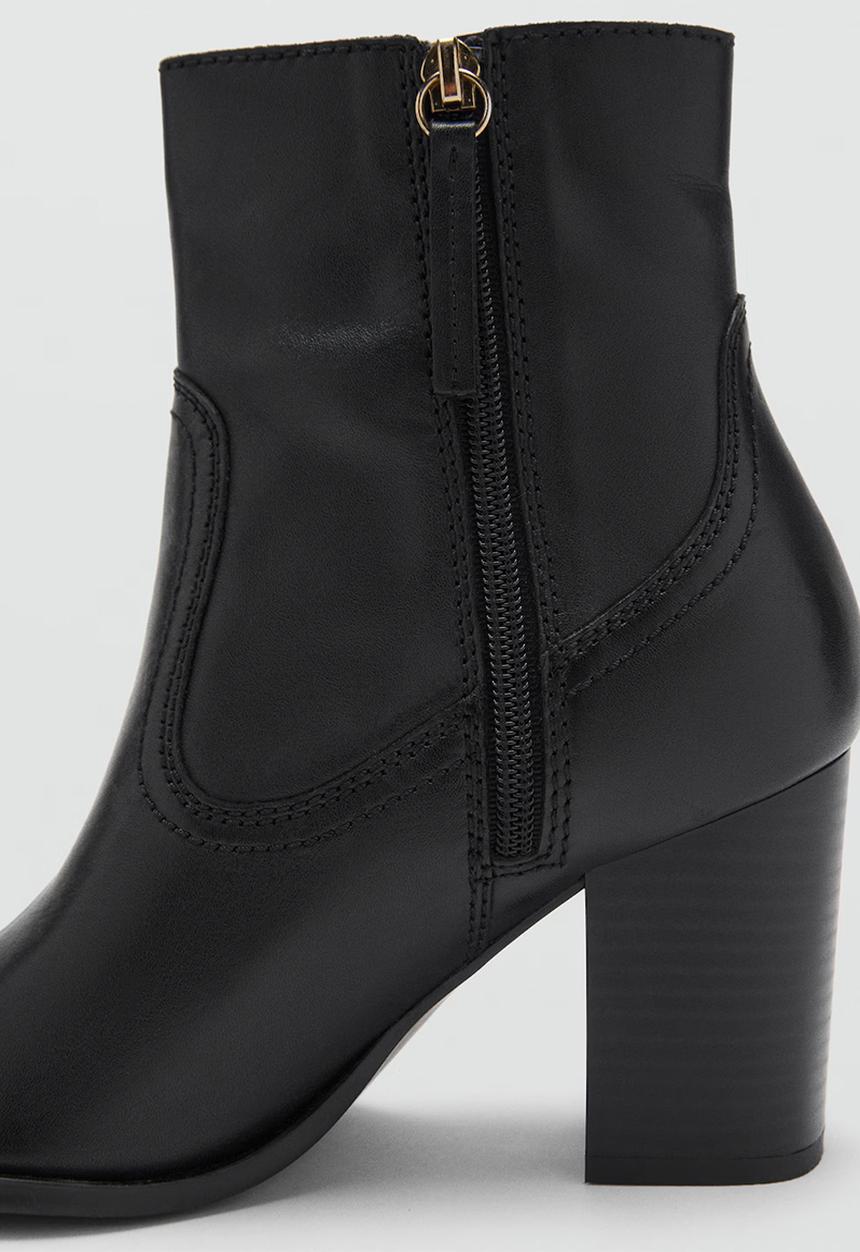 MANGO - Lily leather ankle boot - black