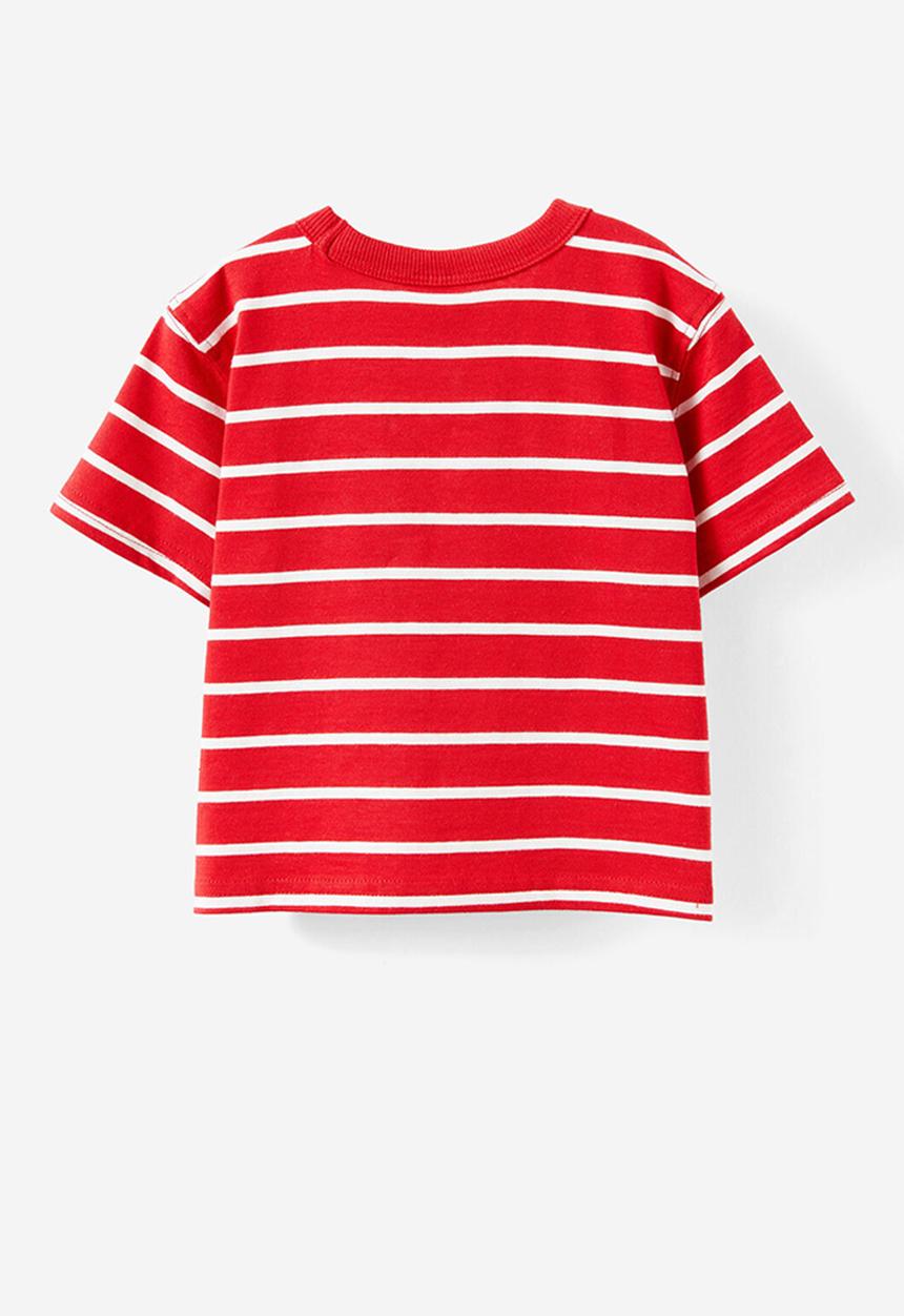 Cotton On - Bobbi short sleeve graphic tee - varsity red vanilla stripe/ma cherie