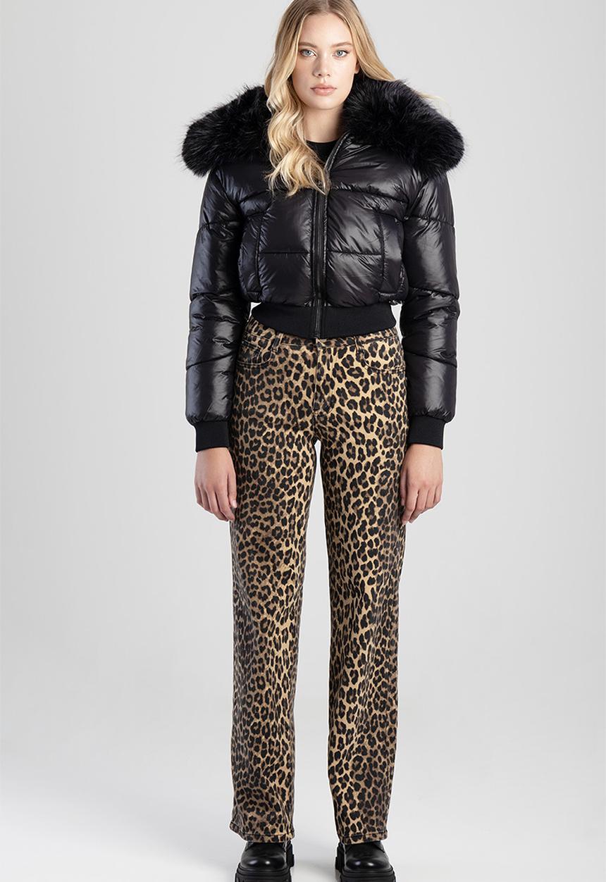 SISSY BOY - Puffer Jacket With Faux Fur Collar - Black
